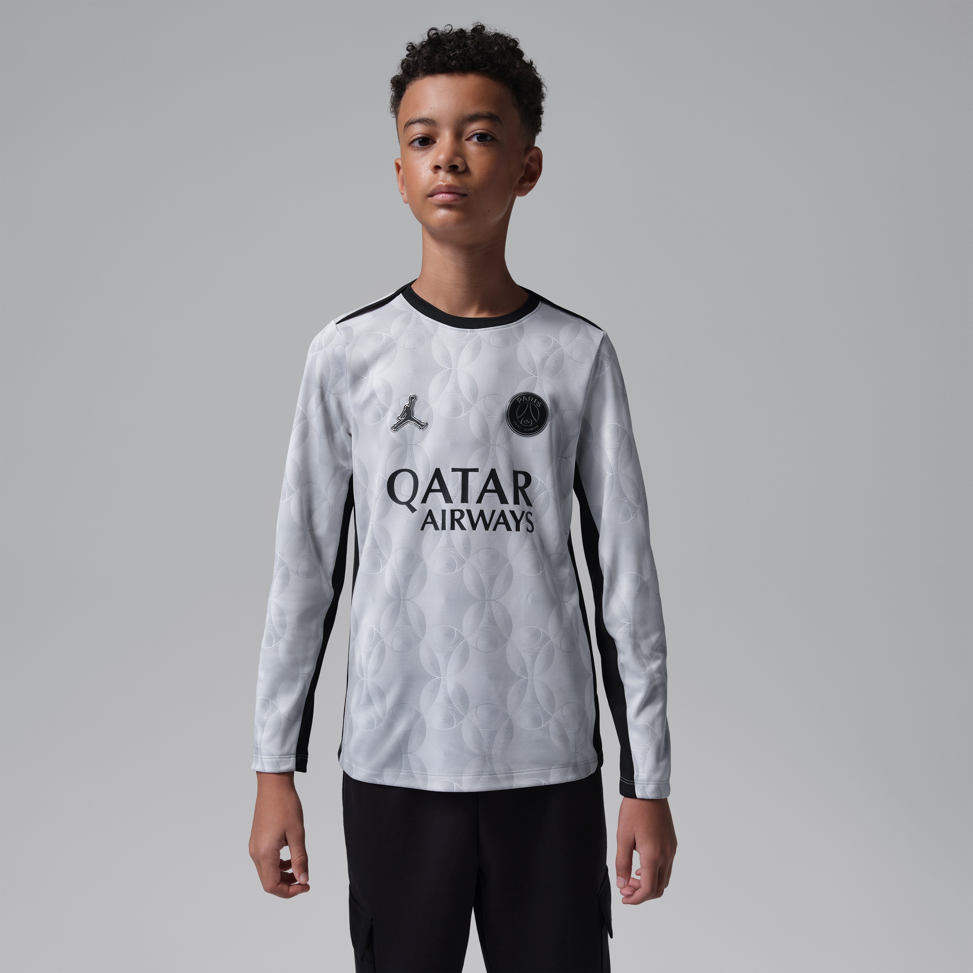  Paris Saint-Germain Jordan Brand Youth Long Sleeve Pre-Match Dri-FIT Top - Gray