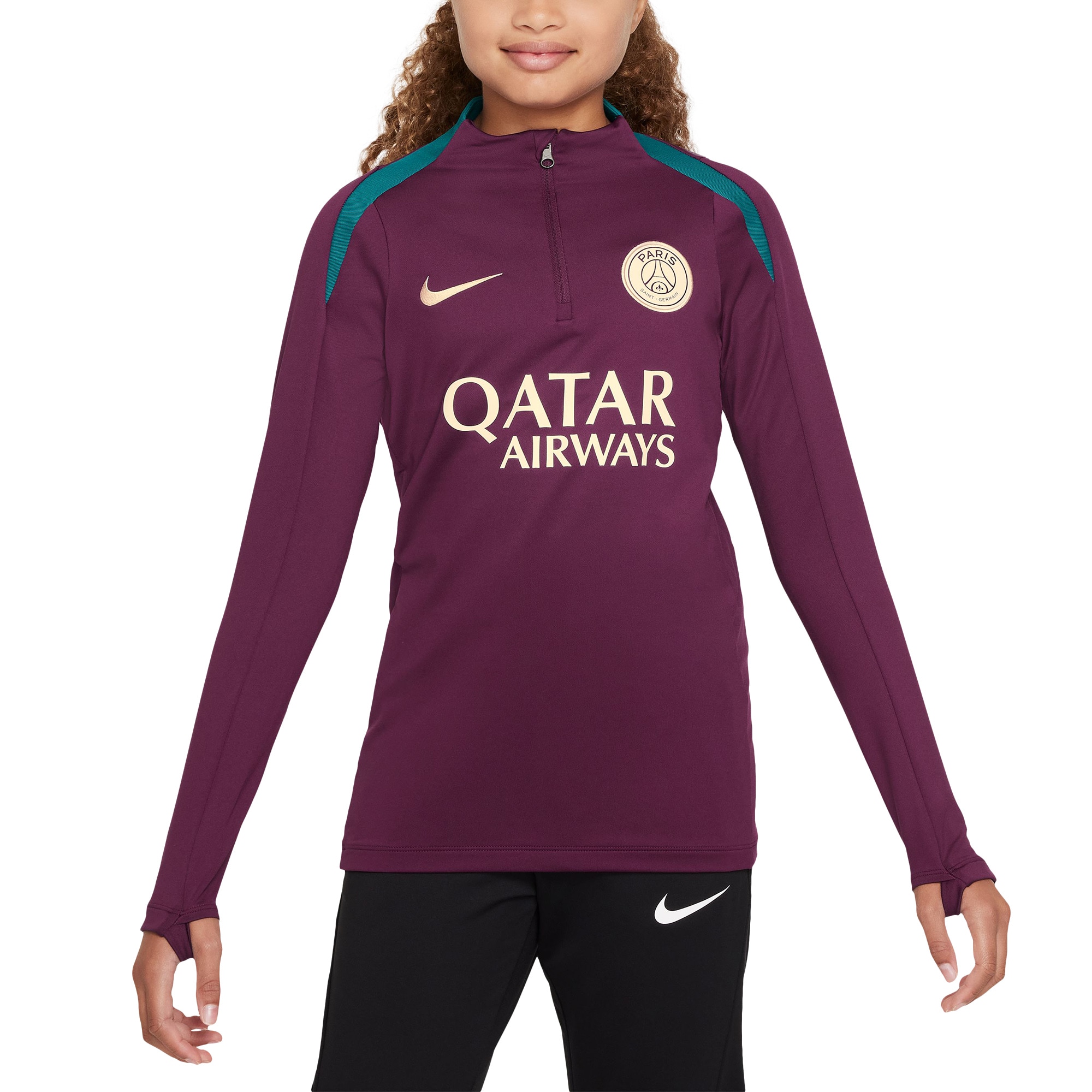  Paris Saint-Germain Youth 2024/25 Strike Drill Quarter-Zip Long Sleeve Performance Training Top