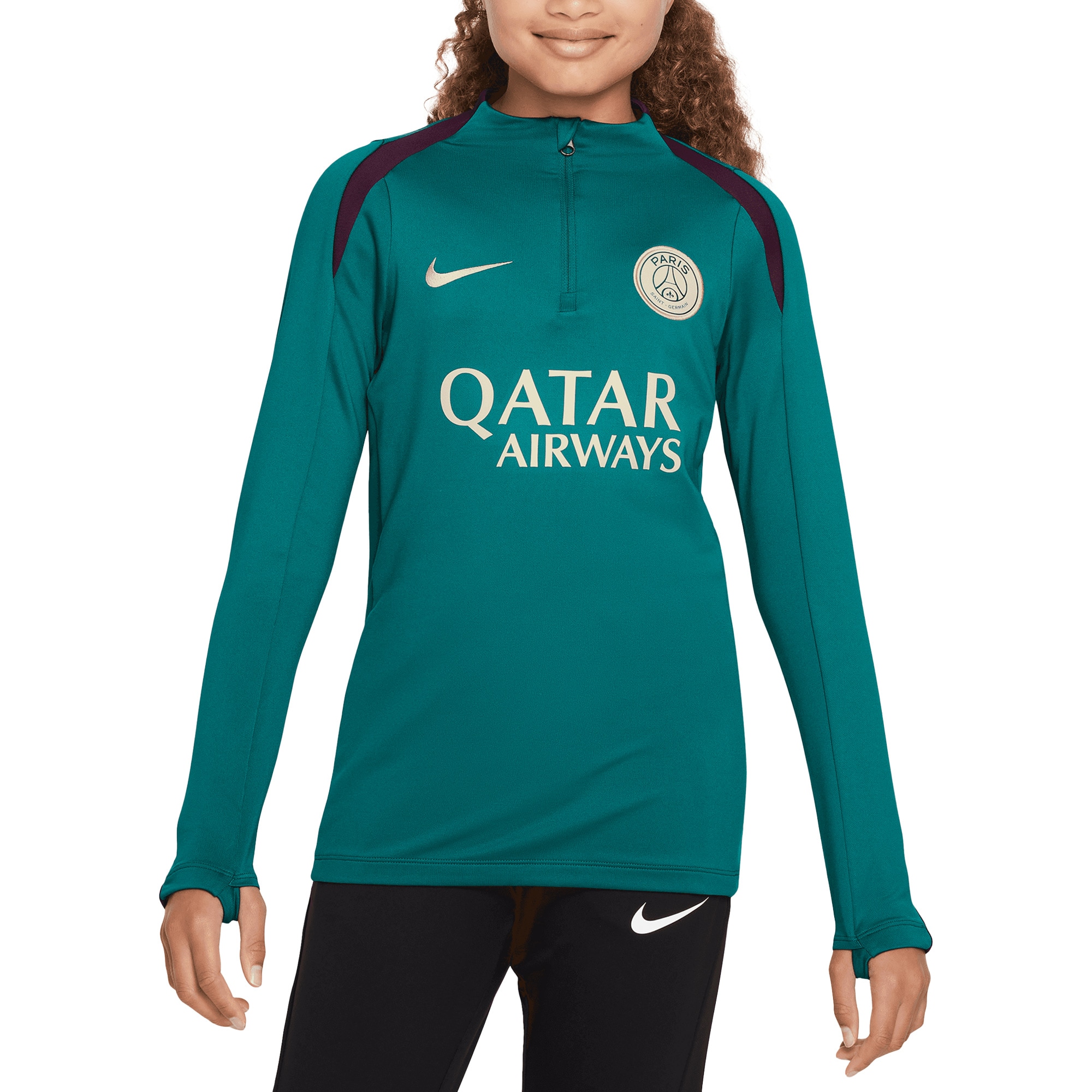  Paris Saint-Germain Youth 2024/25 Strike Drill Quarter-Zip Long Sleeve Performance Training Top