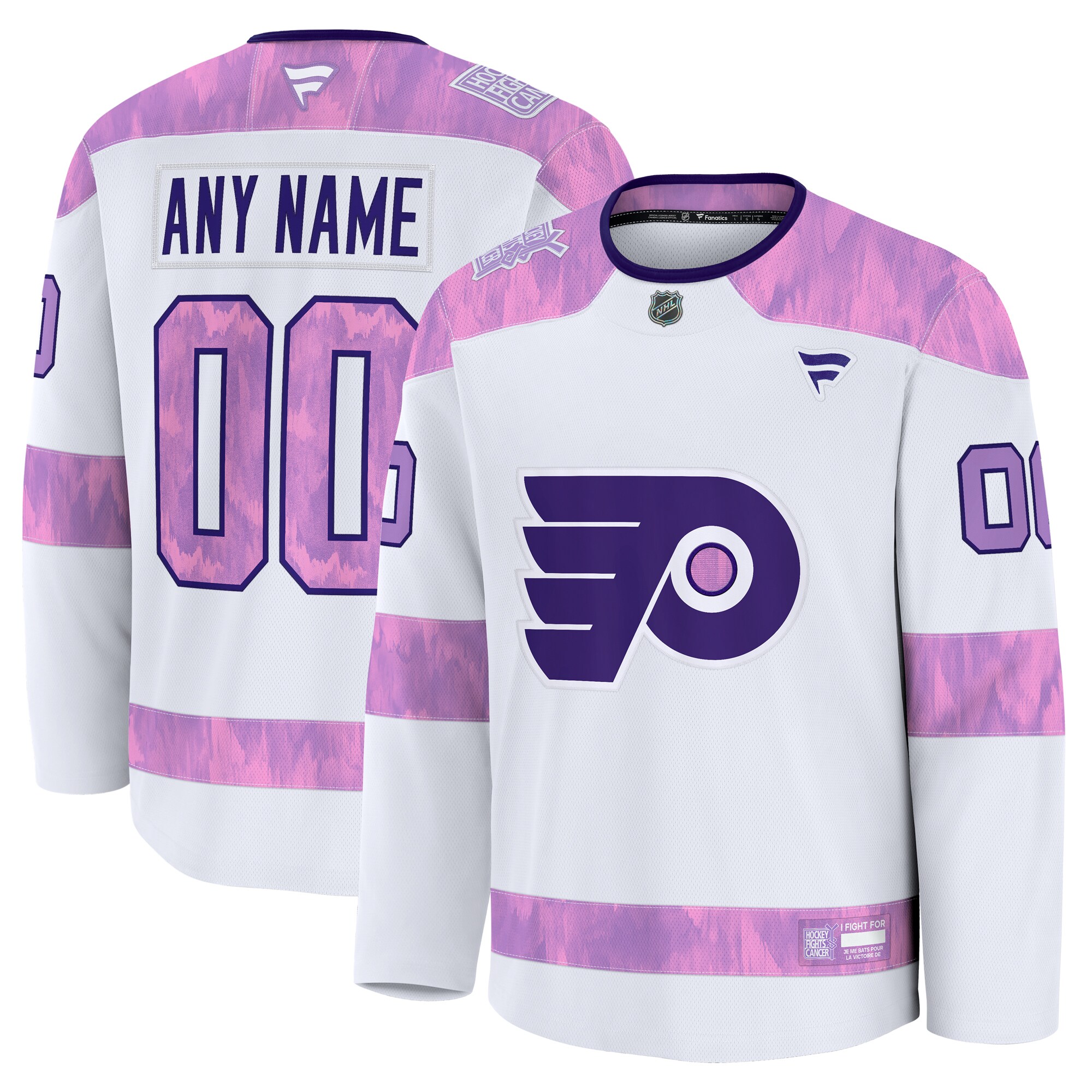  Philadelphia Flyers Fanatics 2024 Hockey Fights Cancer Custom Practice Jersey - White