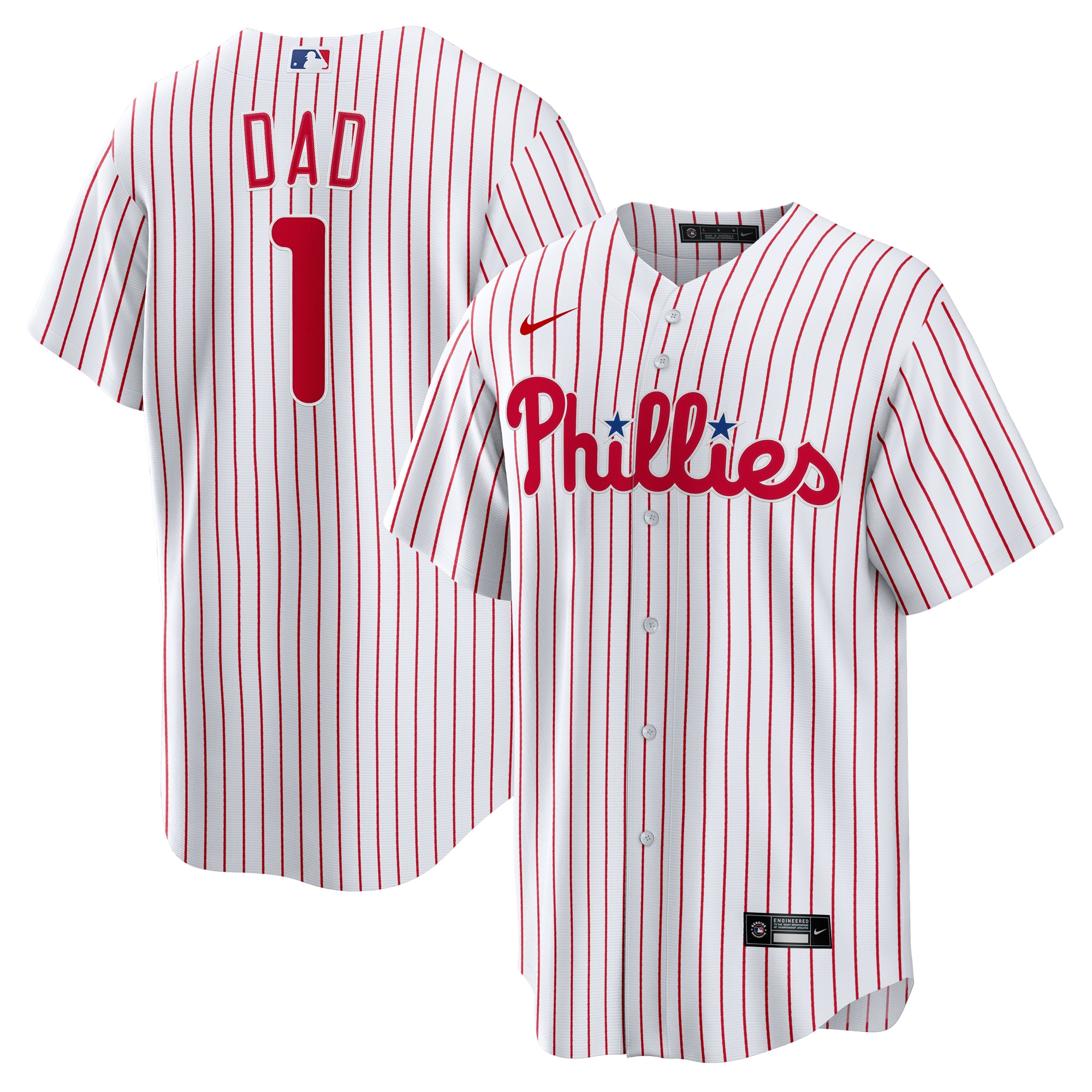  Philadelphia Phillies #1 Dad Home Jersey - White