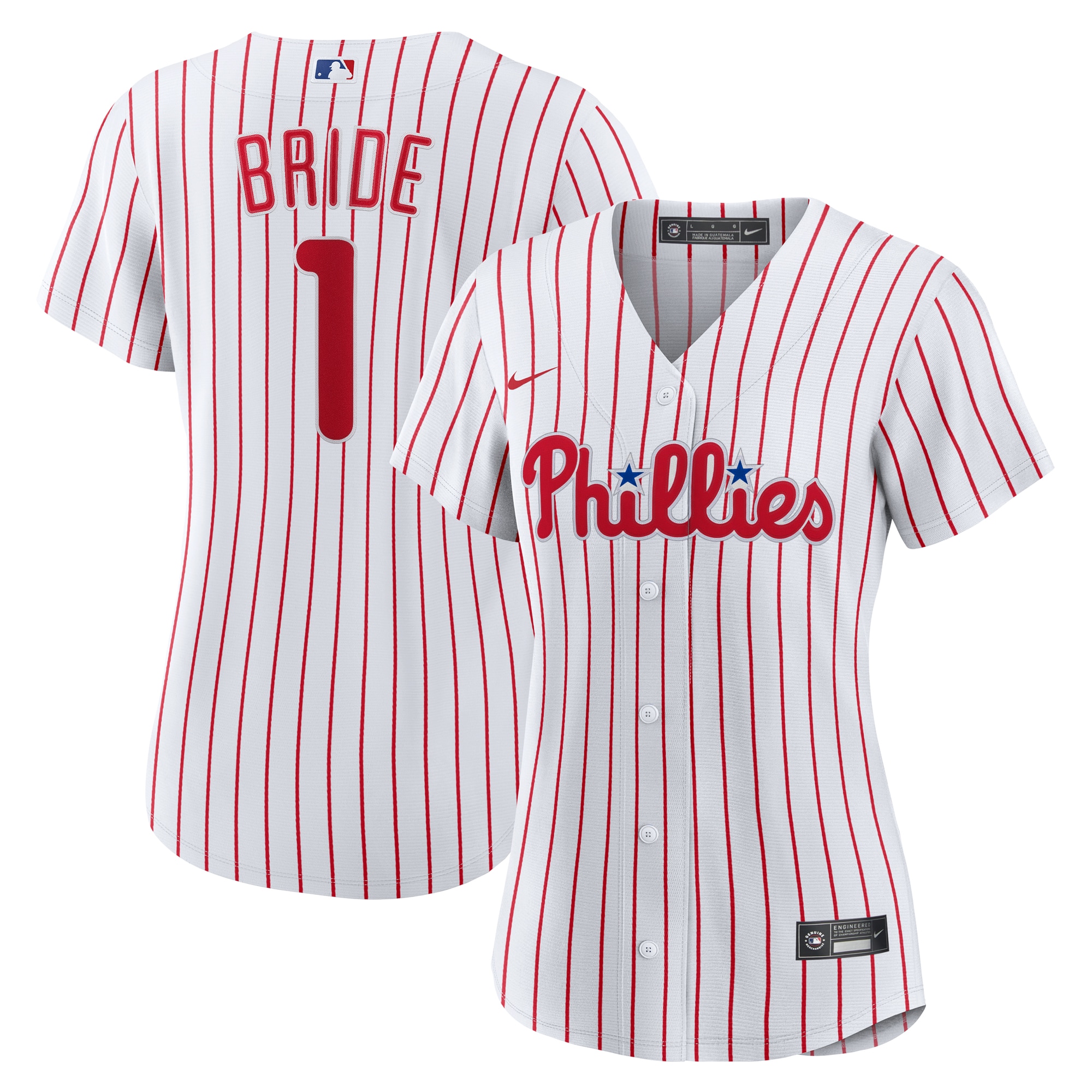  Philadelphia Phillies Women's #1 Bride Home Jersey - White