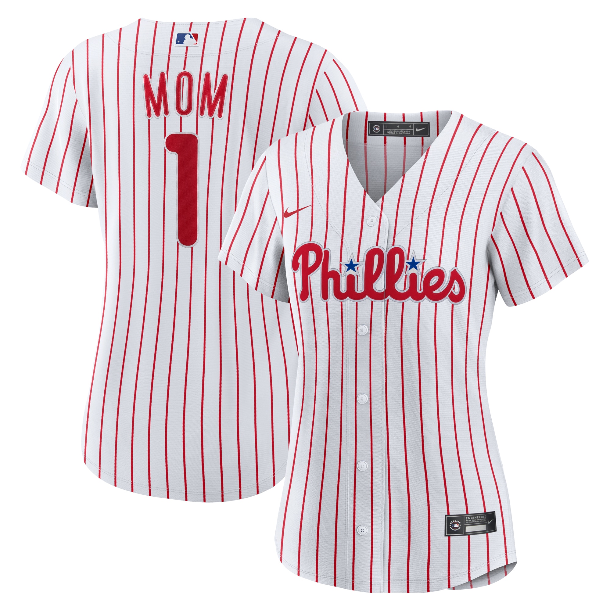  Philadelphia Phillies Women's #1 Mom Home Jersey - White