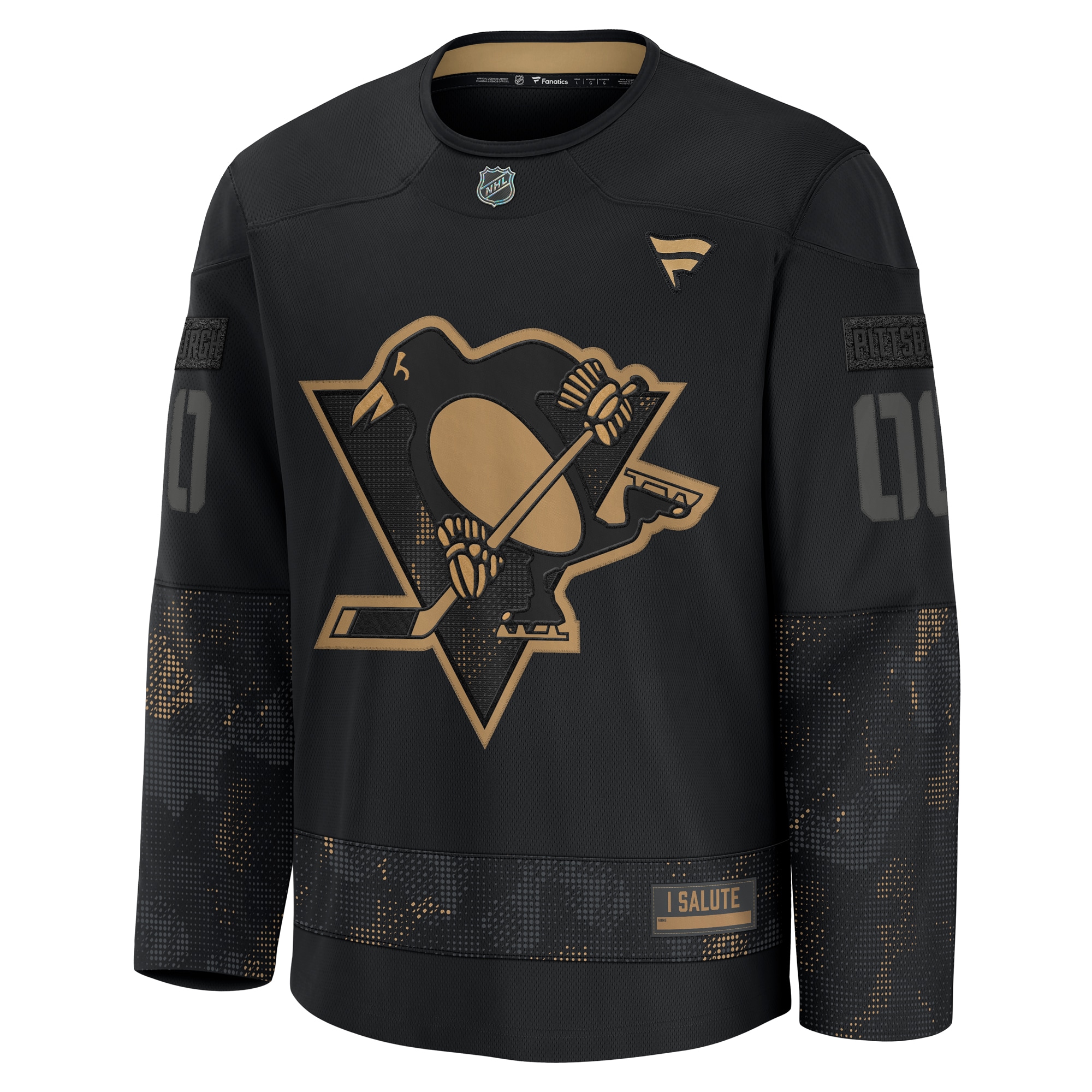  Pittsburgh Penguins Fanatics 2024 Military Appreciation Custom Practice Jersey - Black