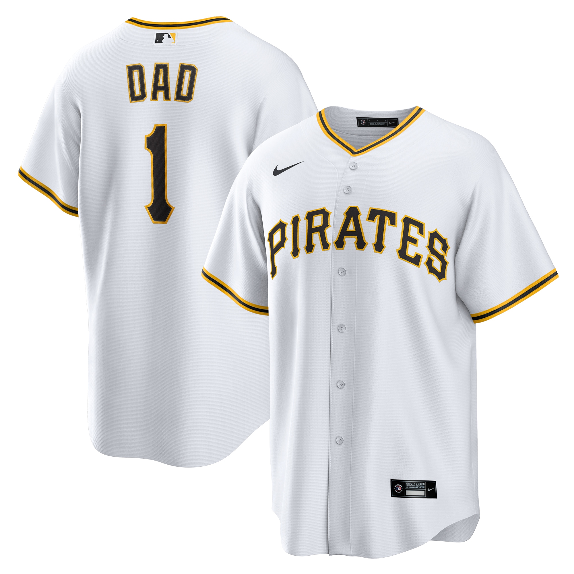 Pittsburgh Pirates #1 Dad Home Jersey - White