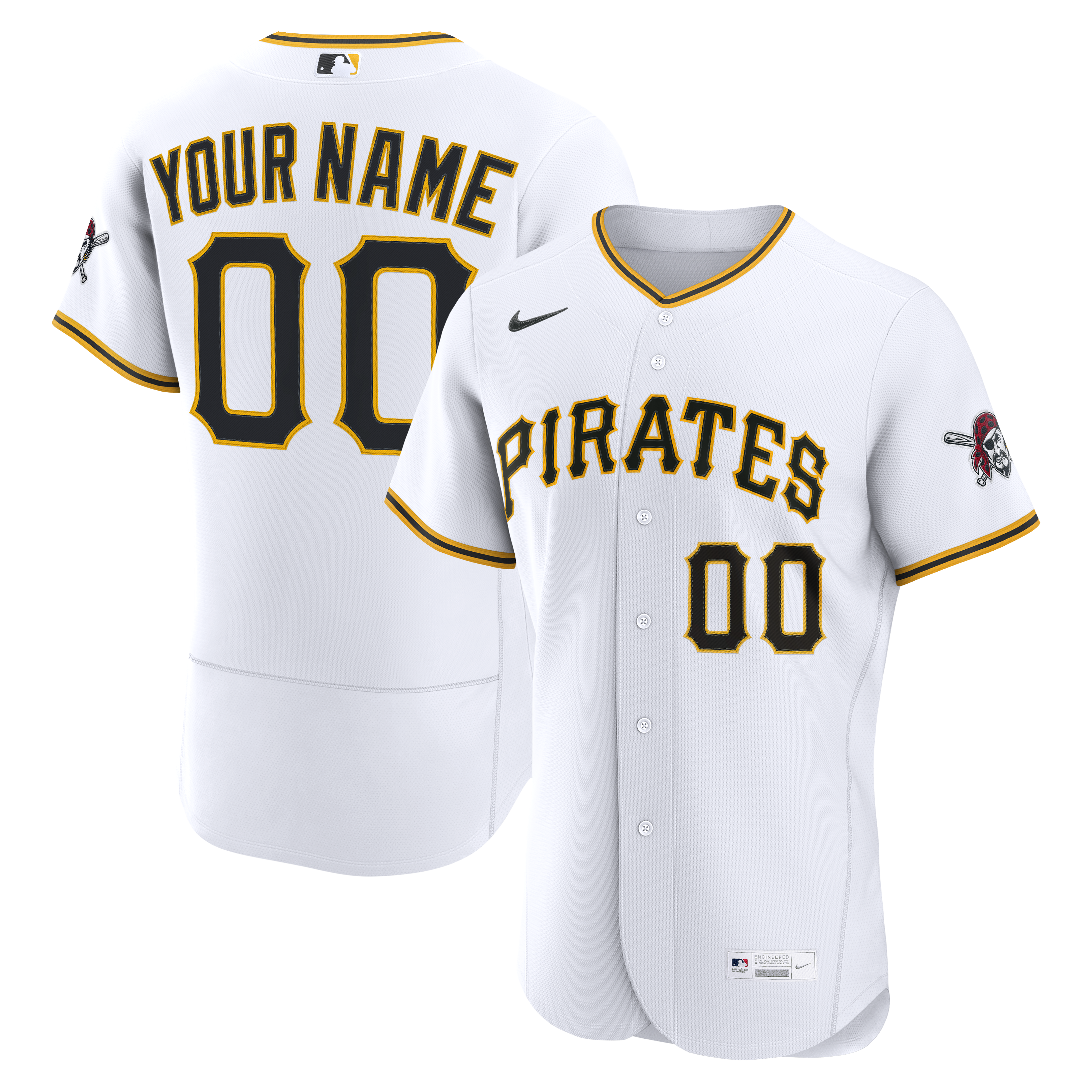  Pittsburgh Pirates Home Custom Jersey - White