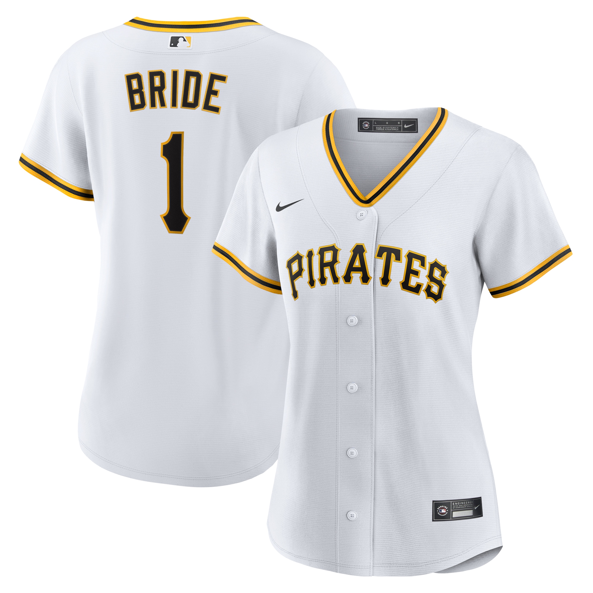  Pittsburgh Pirates Women's #1 Bride Home Jersey - White