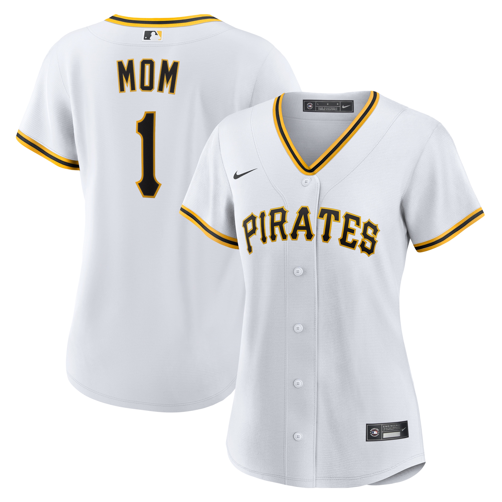  Pittsburgh Pirates Women's #1 Mom Home Jersey - White