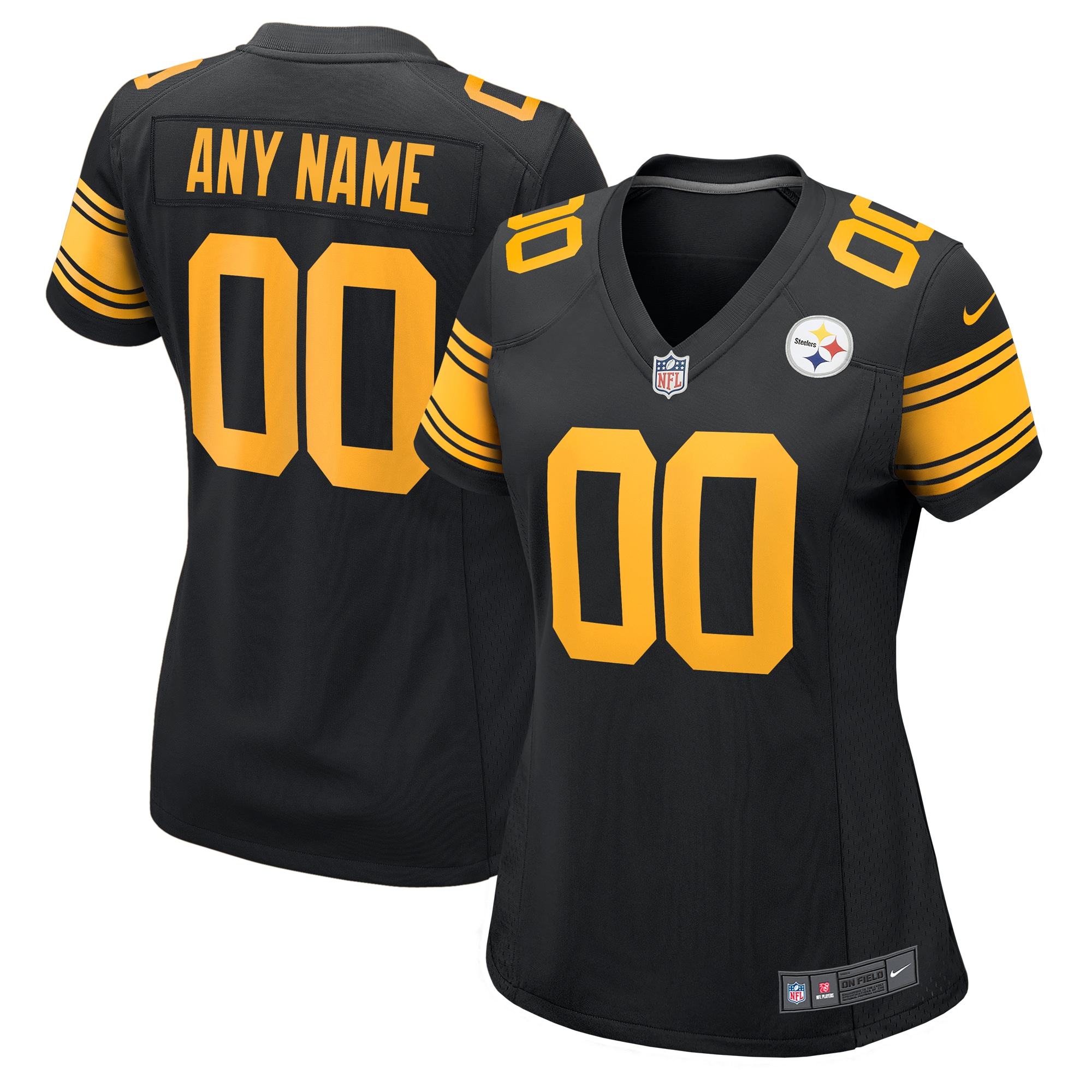  Pittsburgh Steelers Women's Alternate Custom Game Jersey - Black