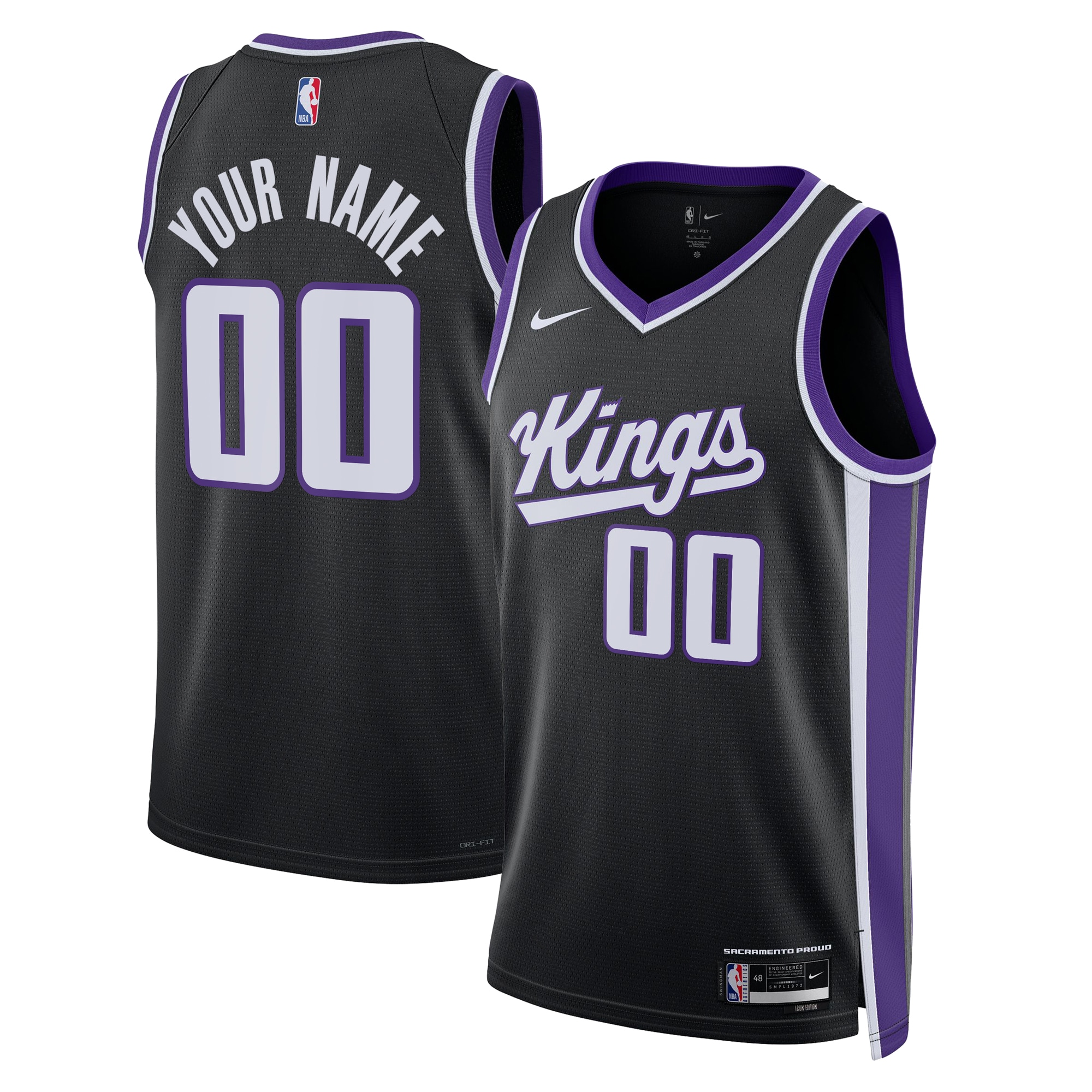  Sacramento Kings Nike Unisex Swingman Custom Jersey - Icon Edition - Black
