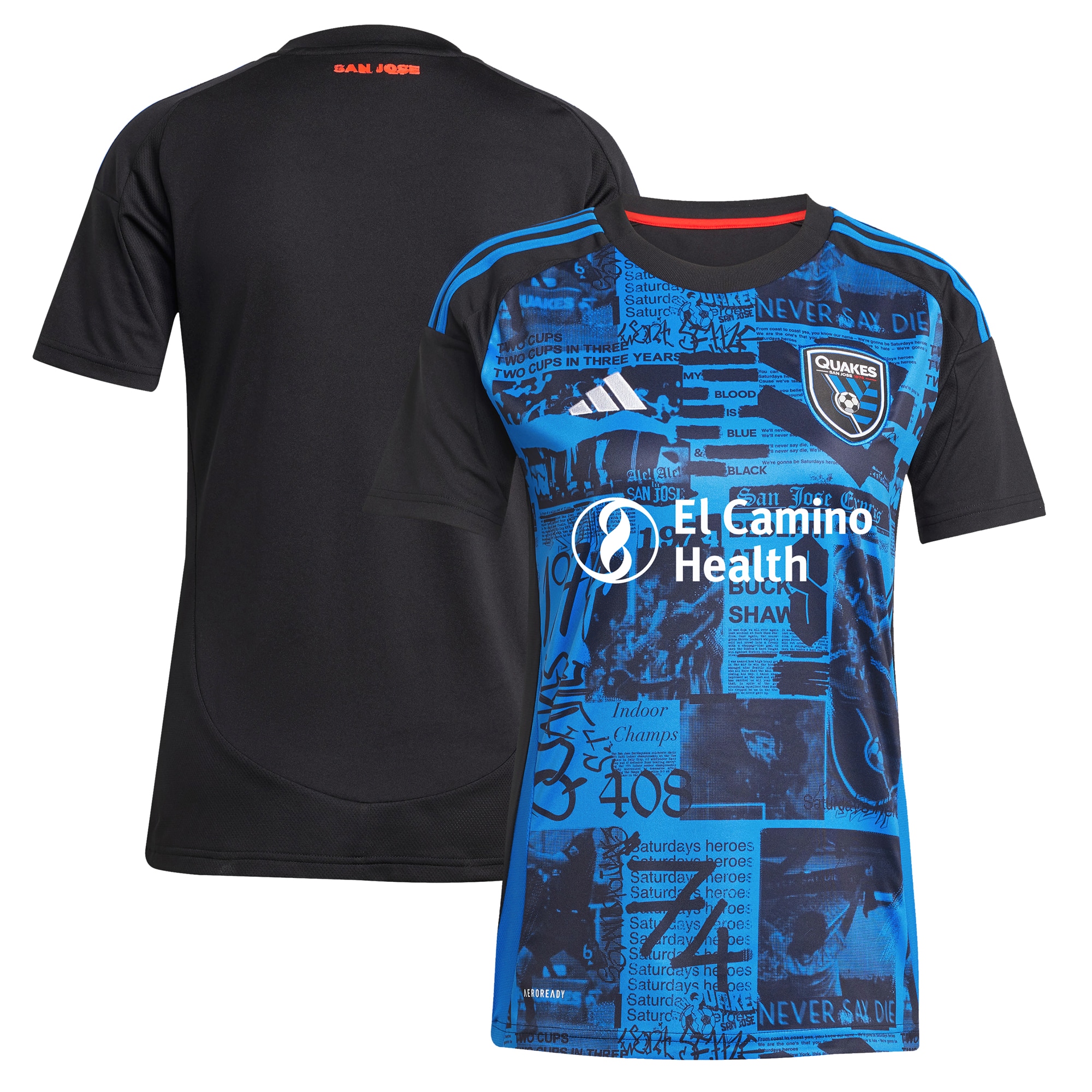  San Jose Earthquakes adidas Women's 2025 Headliner Replica Jersey - Black
