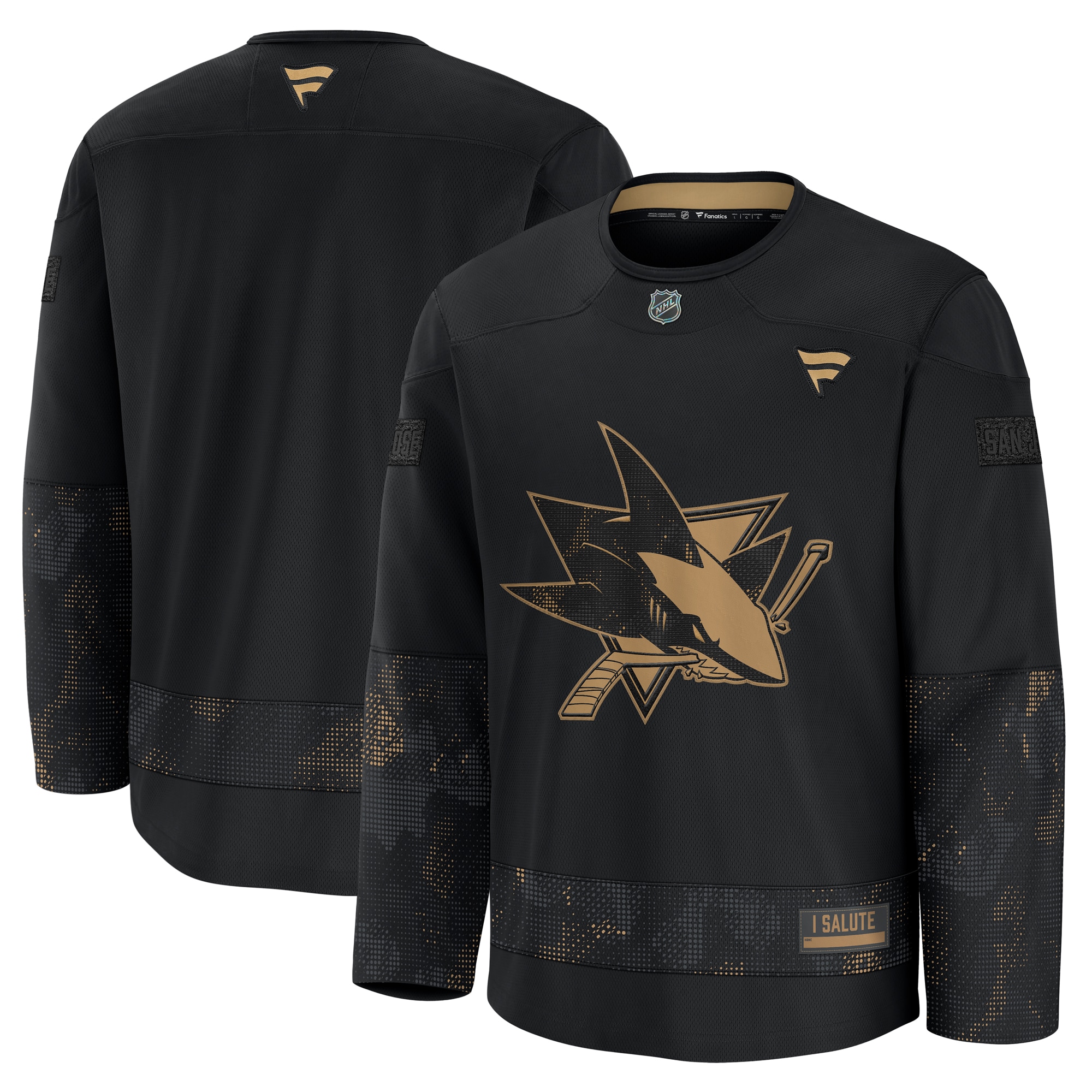  San Jose Sharks Fanatics 2024 Military Appreciation Practice Jersey - Black