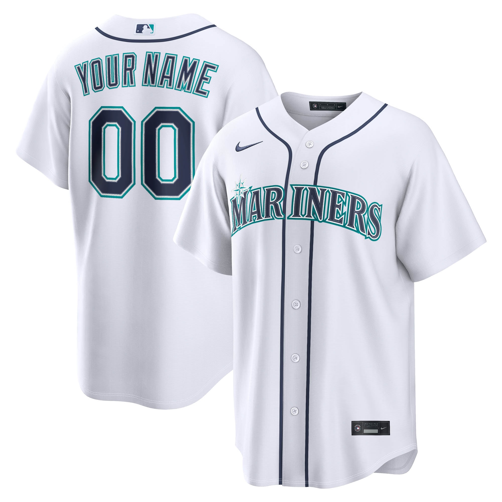  Seattle Mariners Home Custom Jersey - White