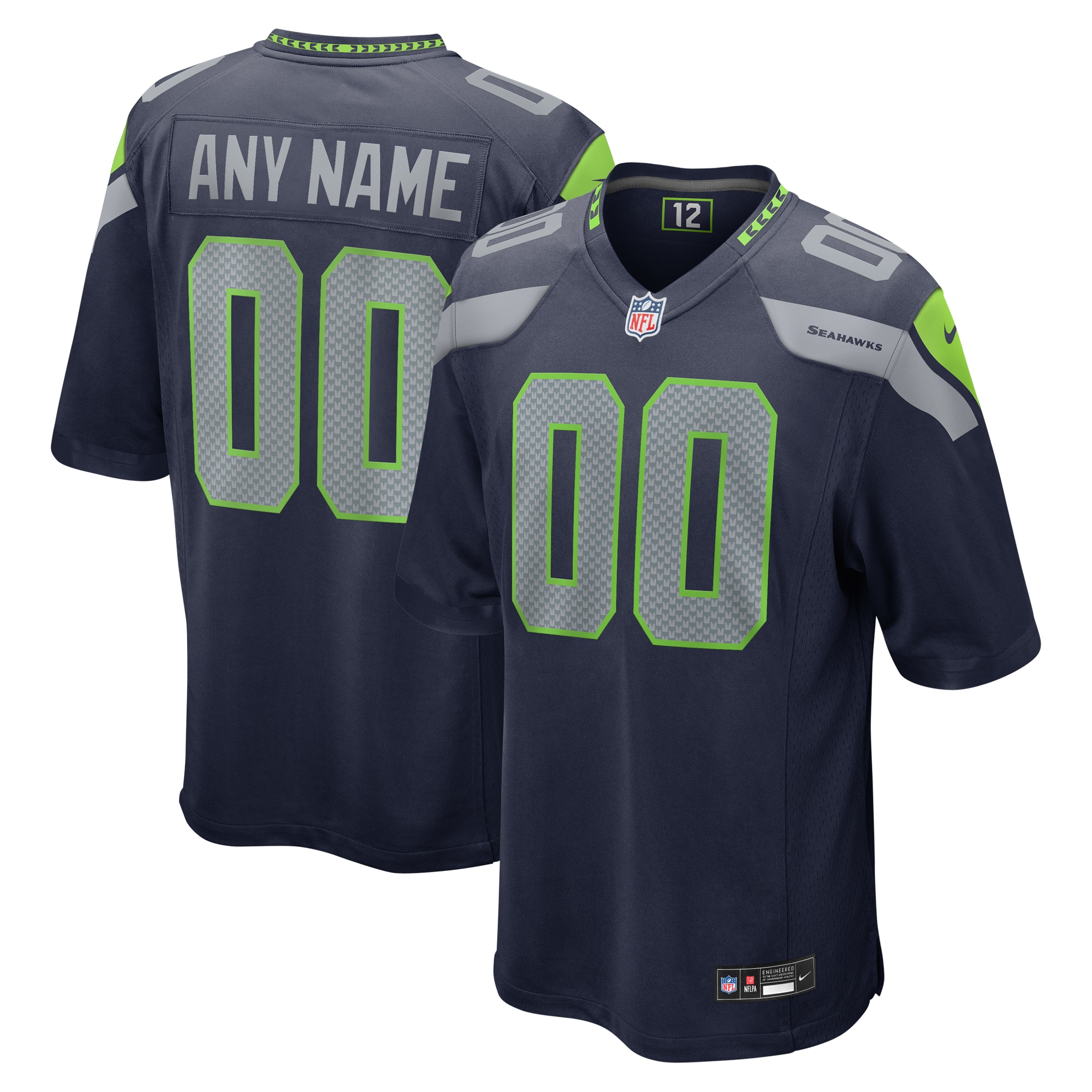 Seattle Seahawks Custom Game Jersey - College Navy