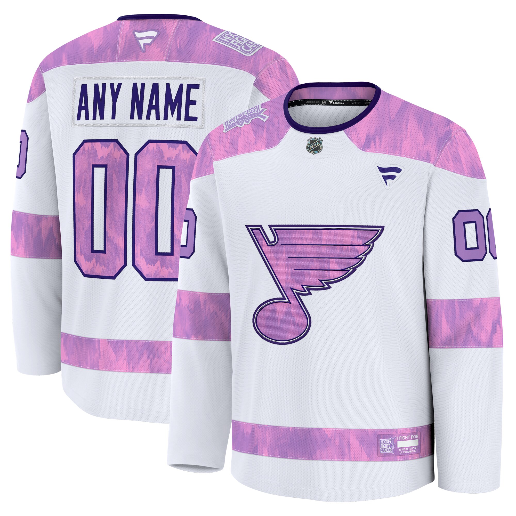  St. Louis Blues Fanatics 2024 Hockey Fights Cancer Custom Practice Jersey - White