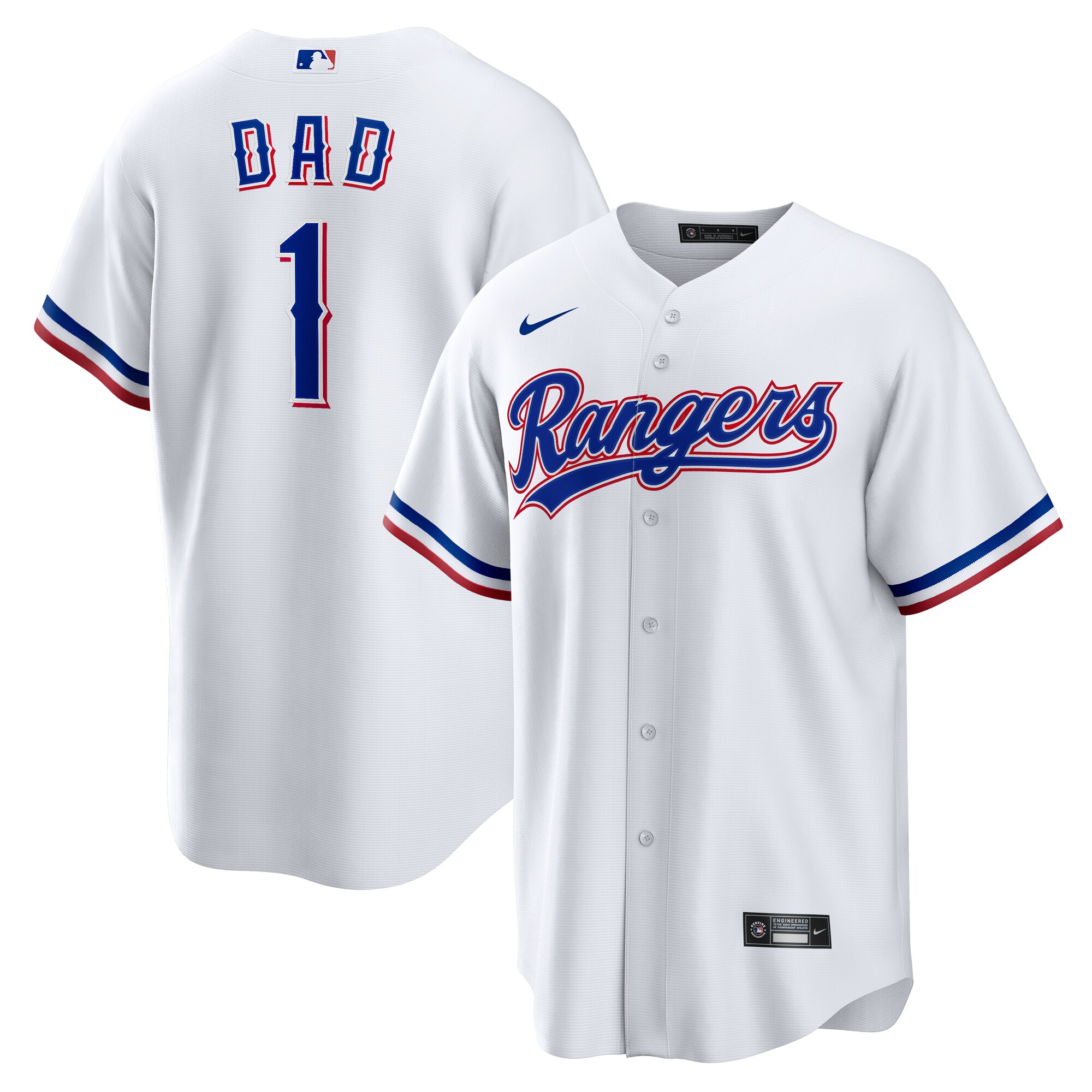  Texas Rangers #1 Dad Home Jersey - White