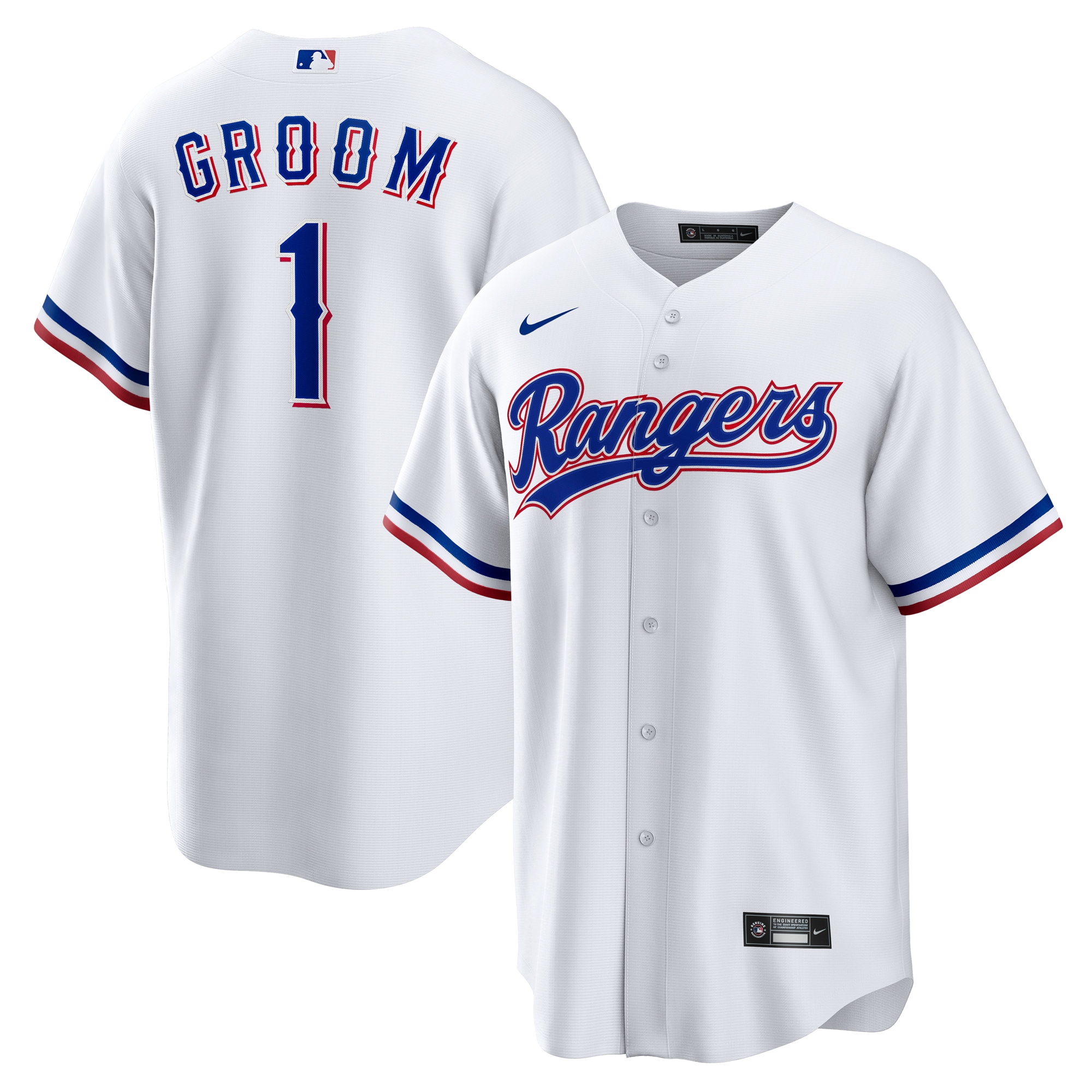  Texas Rangers #1 Groom Home Jersey - White