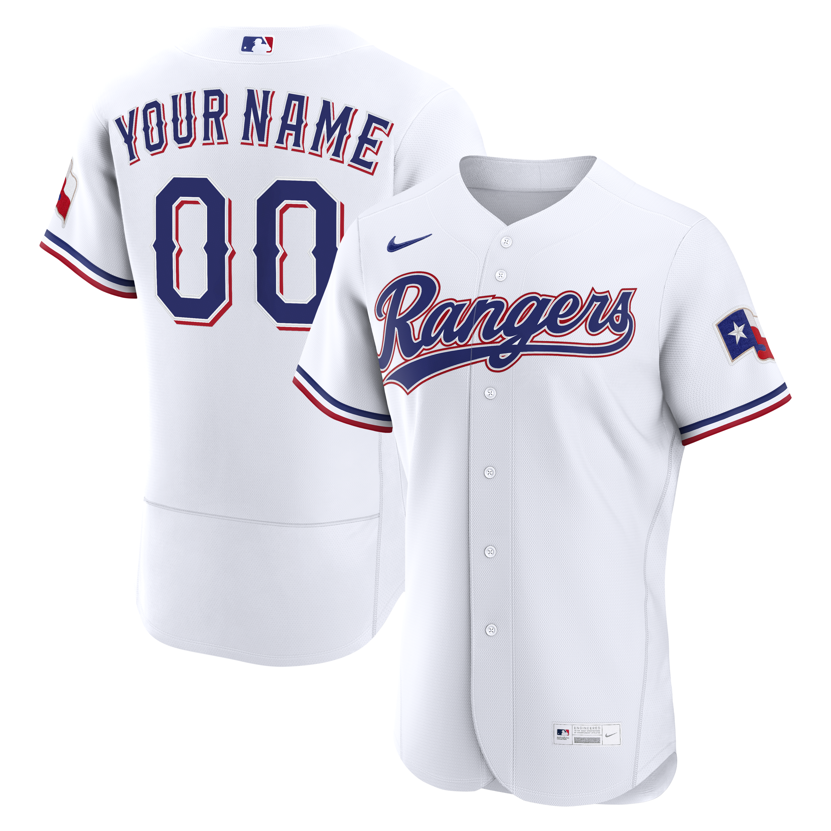  Texas Rangers Home Custom Jersey - White