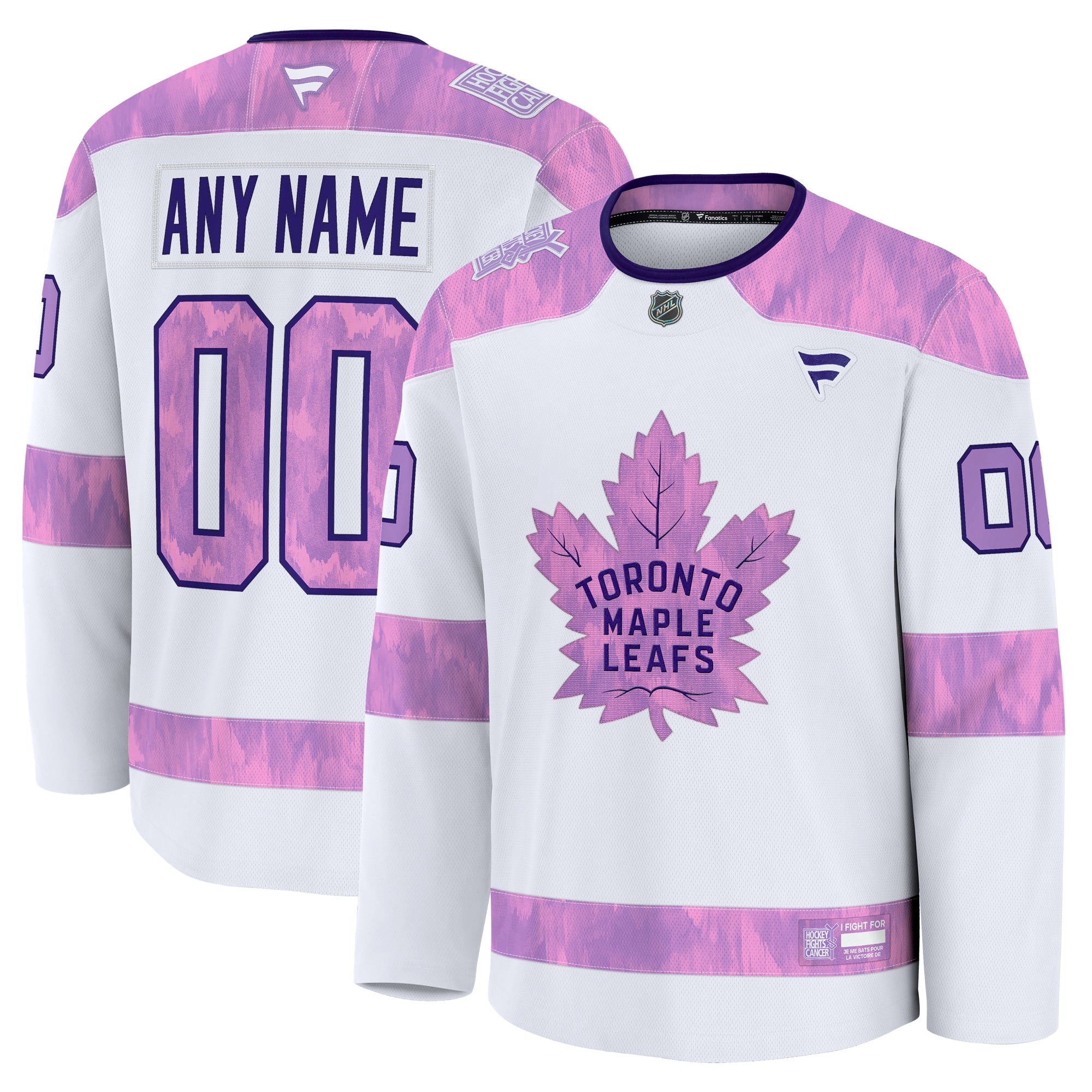  Toronto Maple Leafs Fanatics 2024 Hockey Fights Cancer Custom Practice Jersey - White