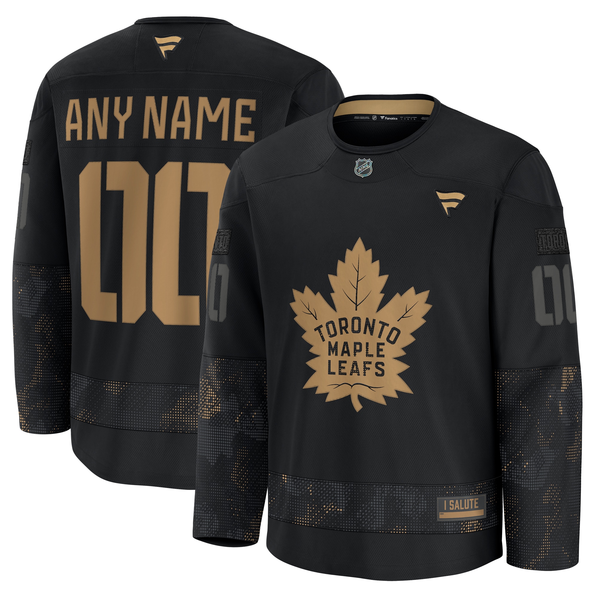  Toronto Maple Leafs Fanatics 2024 Military Appreciation Custom Practice Jersey - Black