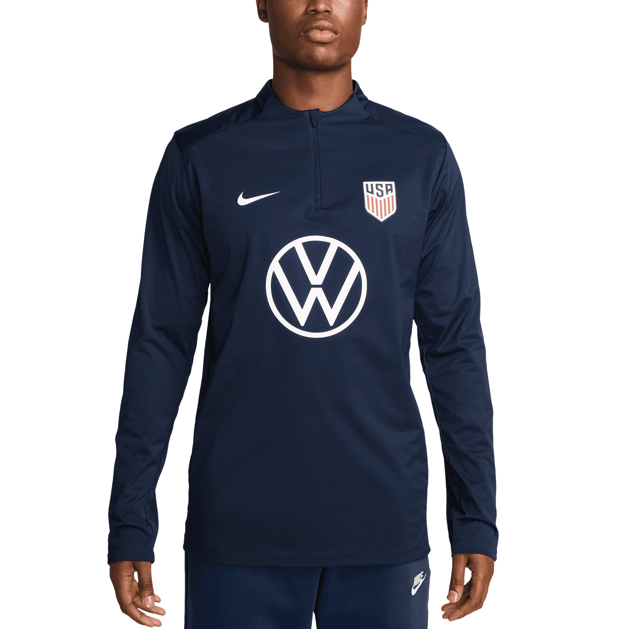  USMNT 2024 Strike Drill Performance Quarter-Zip Pullover Top - Navy