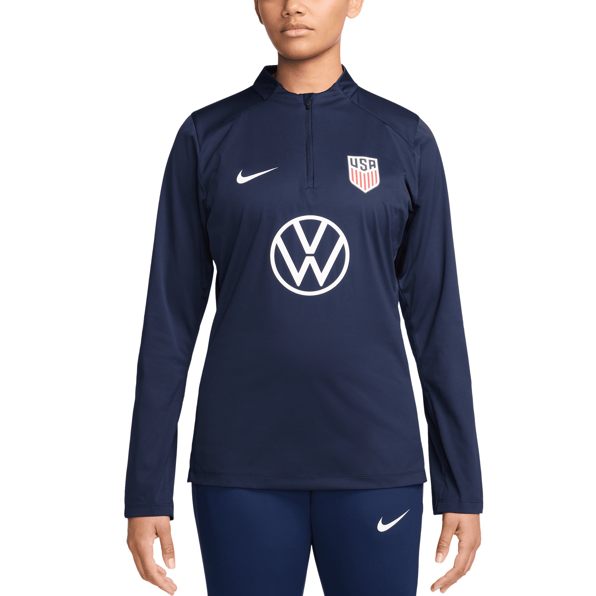  USMNT Women's 2024 Strike Drill Performance Quarter-Zip Pullover Top - Navy