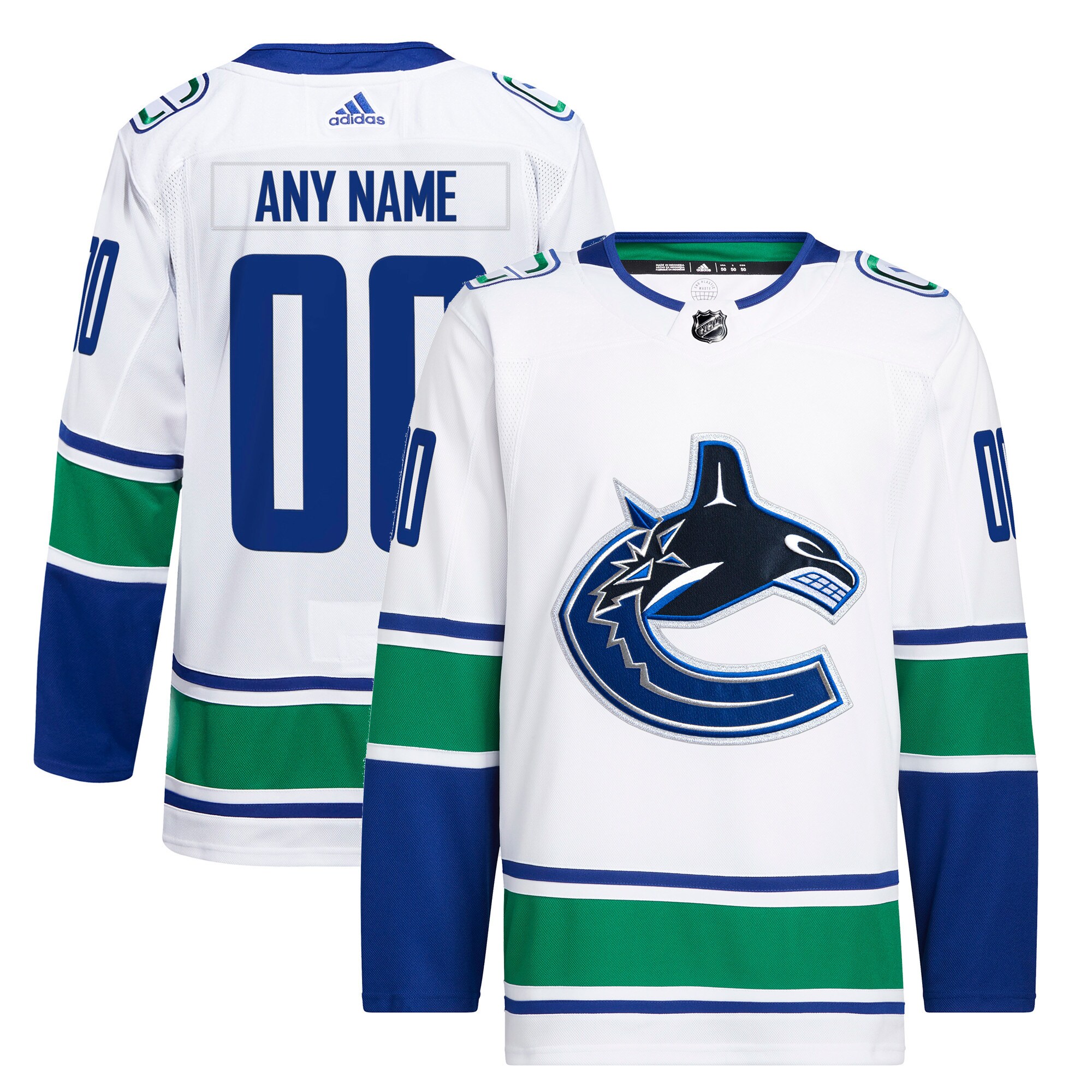  Vancouver Canucks adidas  Away  Primegreen Authentic Custom Jersey - White