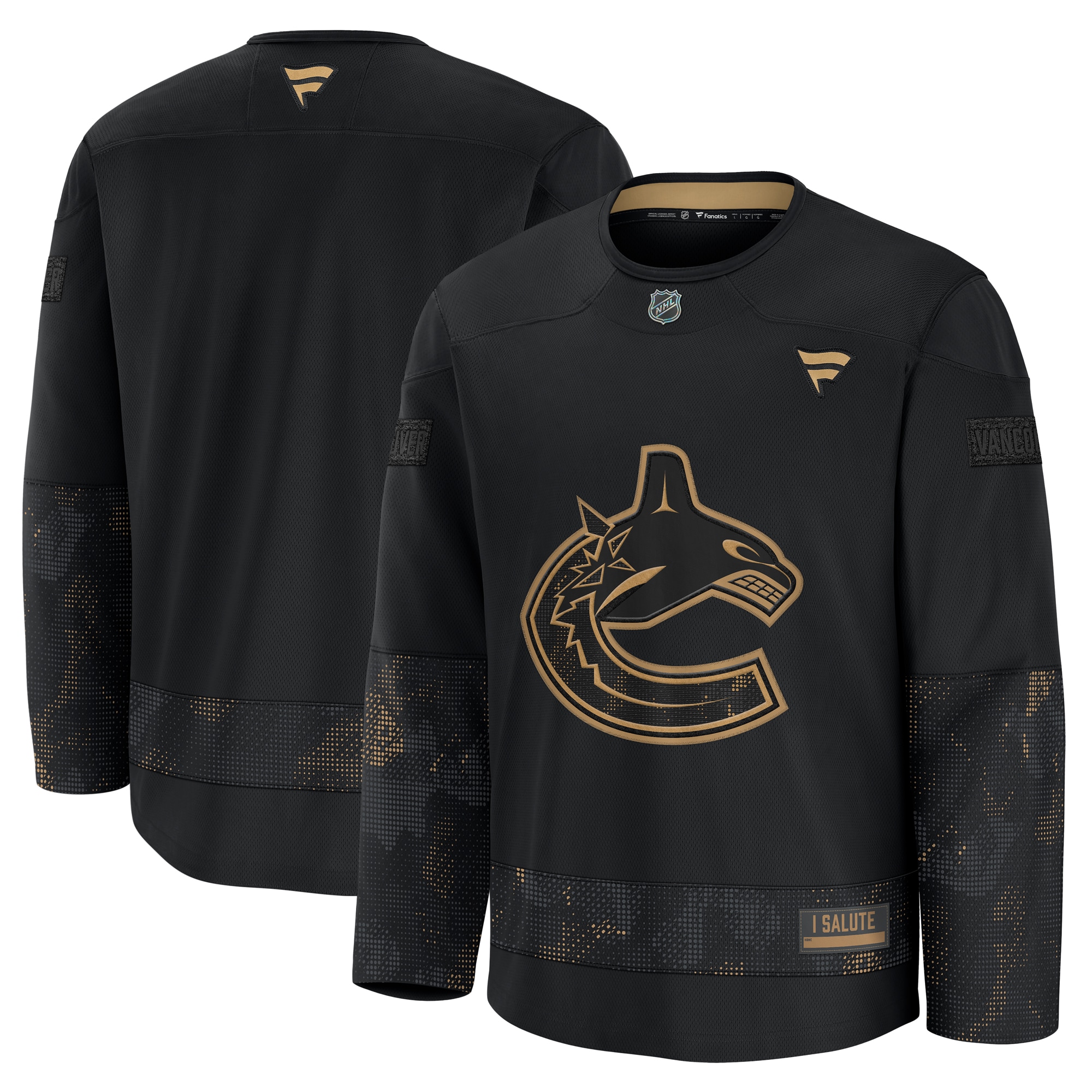  Vancouver Canucks Fanatics 2024 Military Appreciation Practice Jersey - Black
