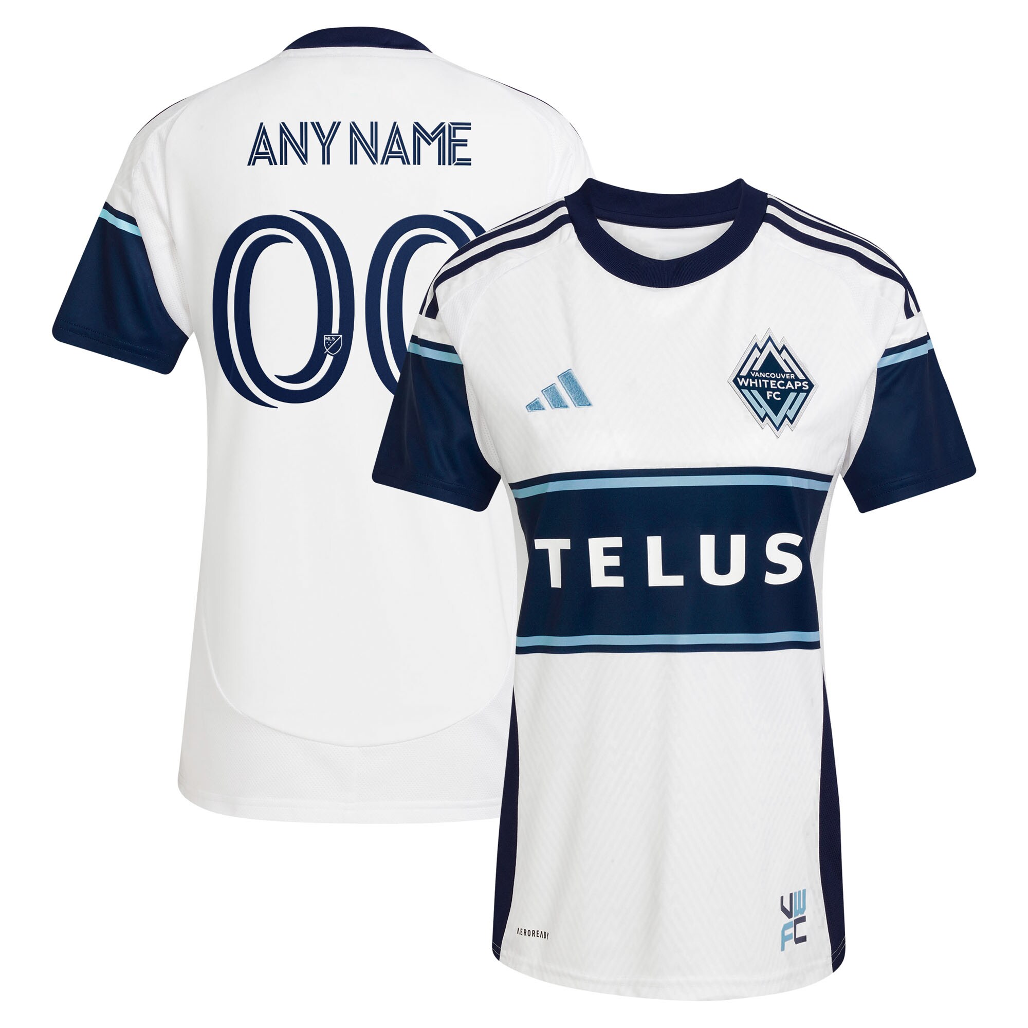  Vancouver Whitecaps FC adidas Women's 2025 The Peak Replica Custom Jersey - White
