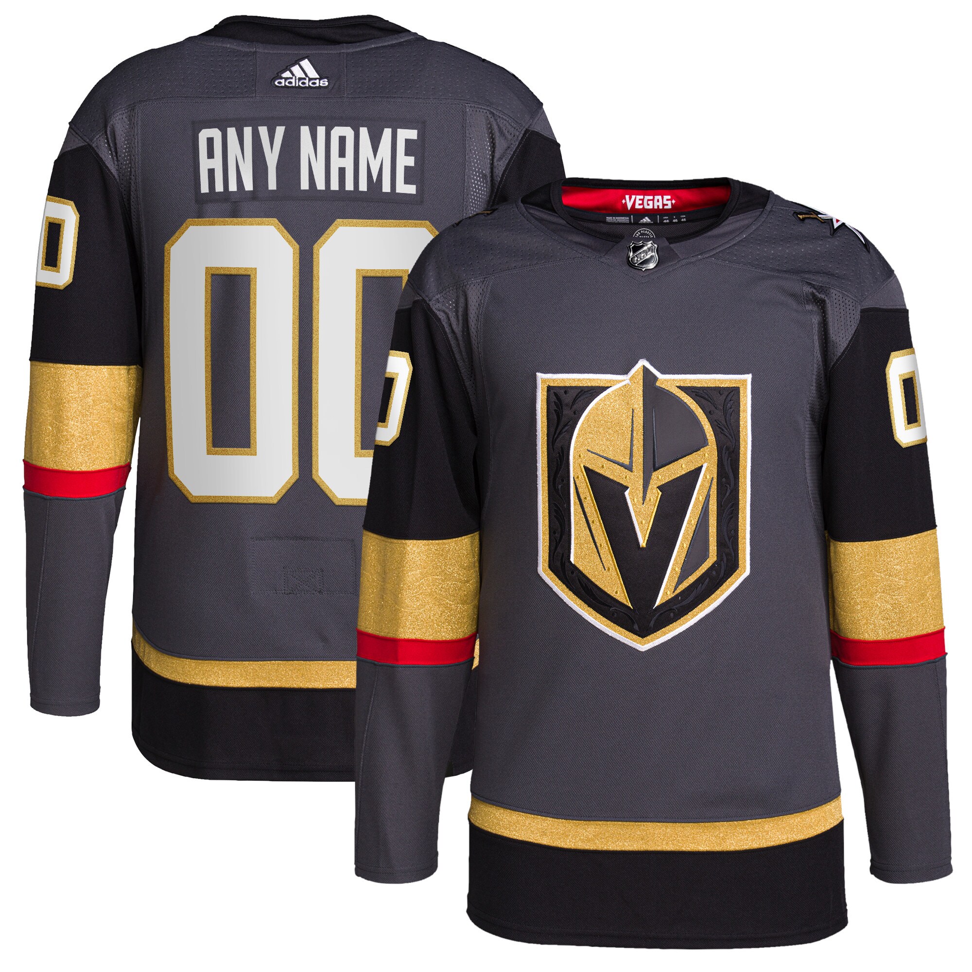  Vegas Golden Knights adidas  Alternate  Primegreen Authentic Custom Jersey - Gray