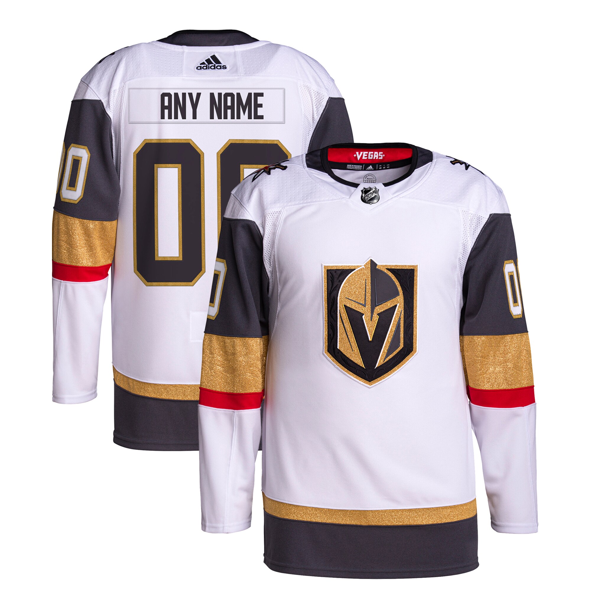  Vegas Golden Knights adidas  Away  Primegreen Authentic Custom Jersey - White