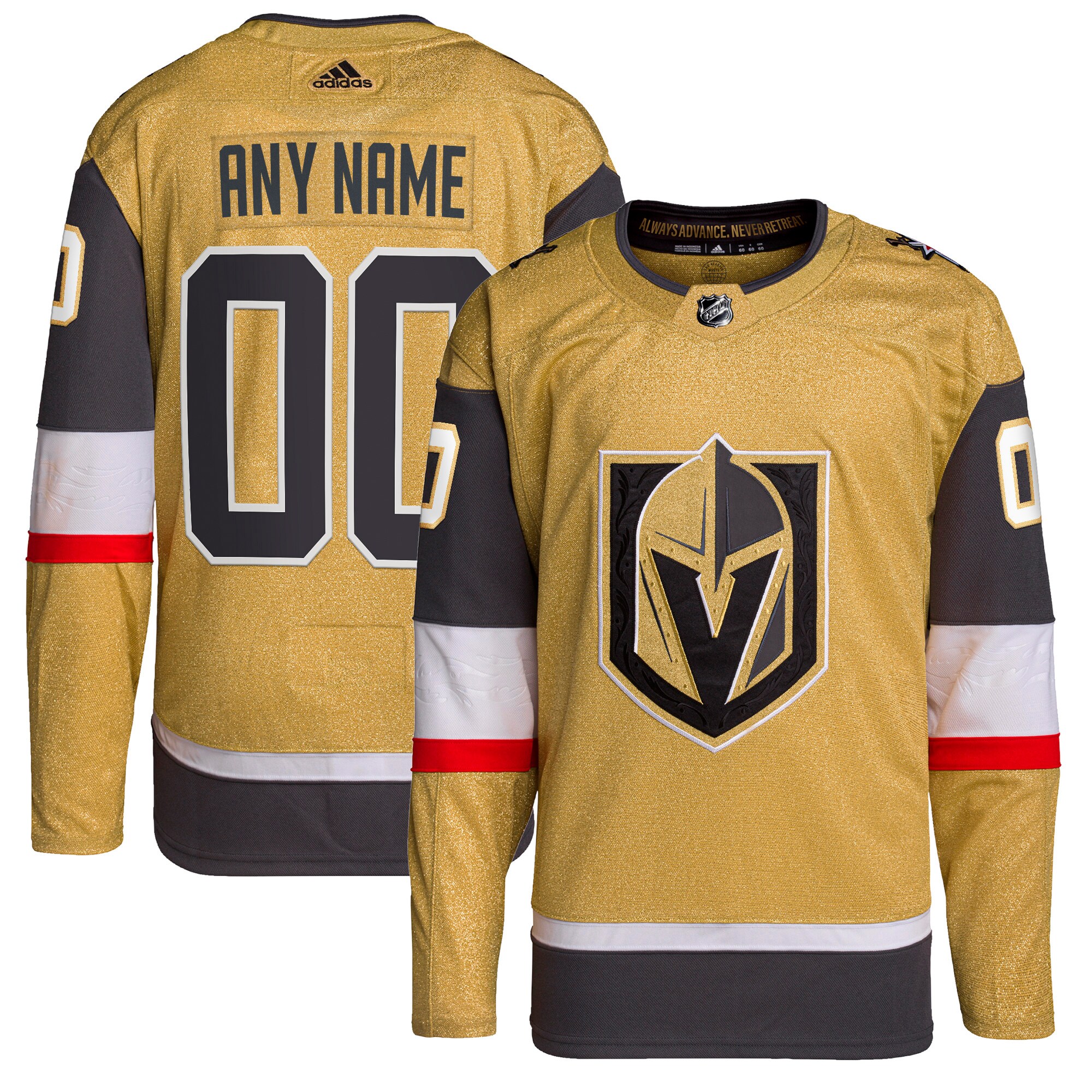 Vegas Golden Knights adidas  Home  Primegreen Authentic Custom Jersey - Gold