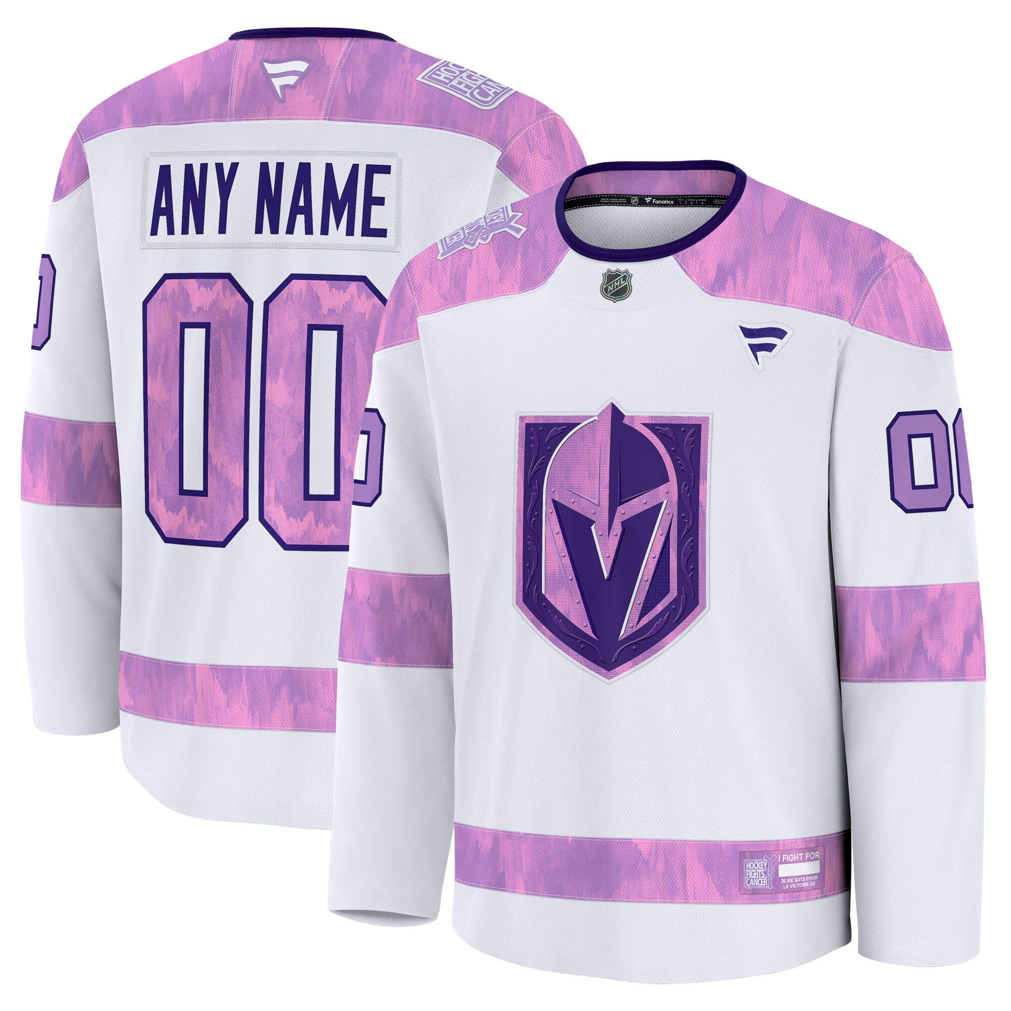  Vegas Golden Knights Fanatics 2024 Hockey Fights Cancer Custom Practice Jersey - White