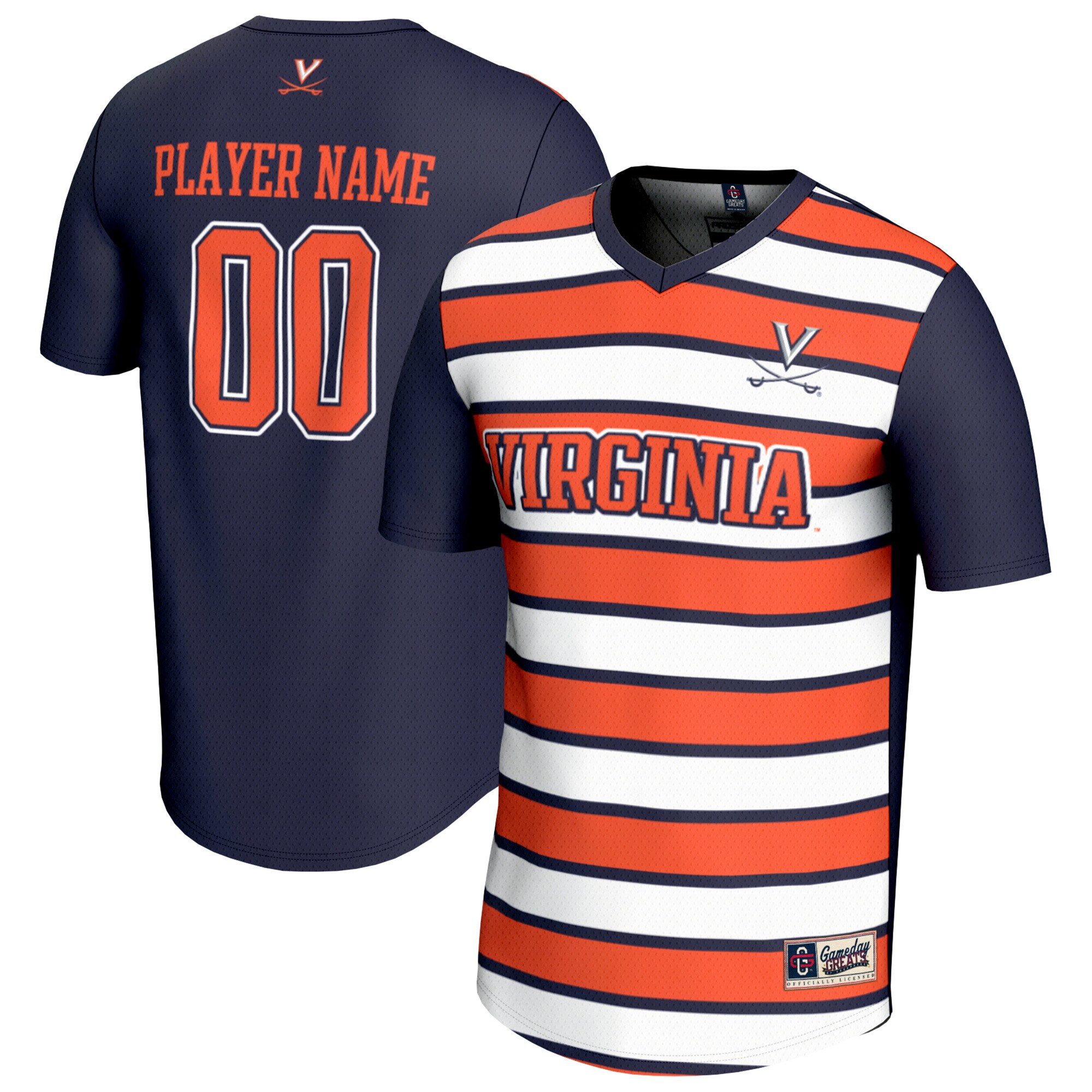  Virginia Cavaliers GameDay Greats Unisex Collegiate Men's Soccer NIL Pick-A-Player Fashion Jersey - Navy/Orange