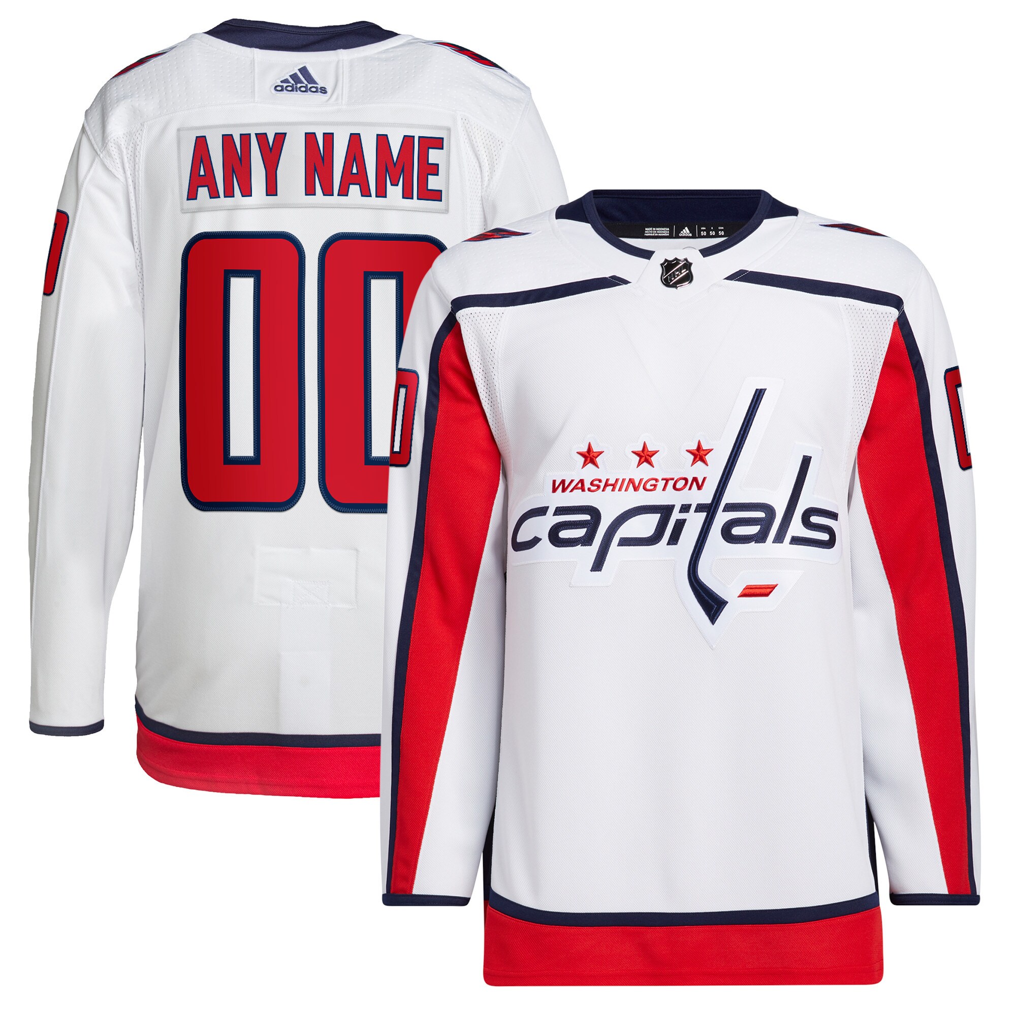  Washington Capitals adidas  Away  Primegreen Authentic Custom Jersey - White