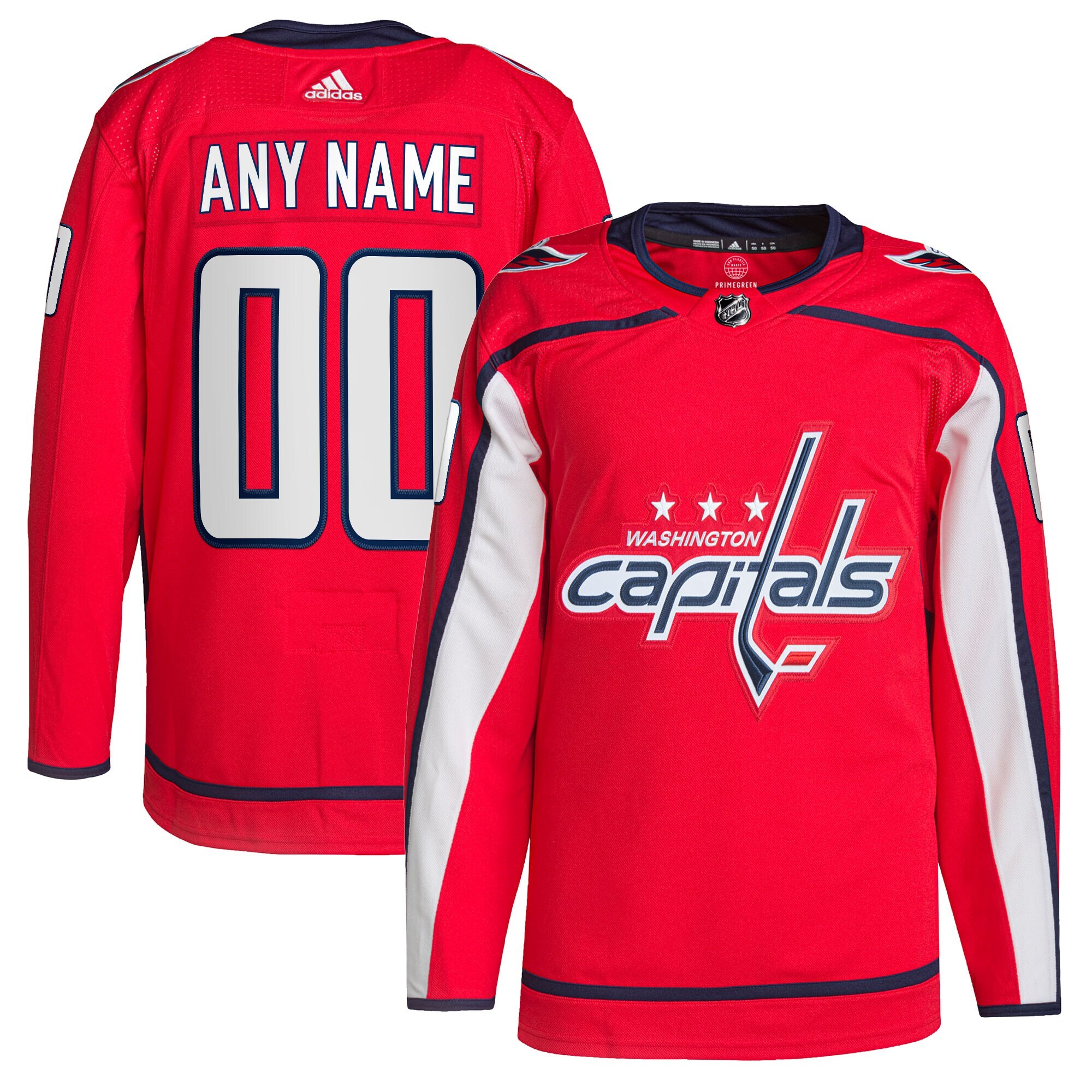  Washington Capitals adidas  Home  Primegreen Authentic Custom Jersey - Red