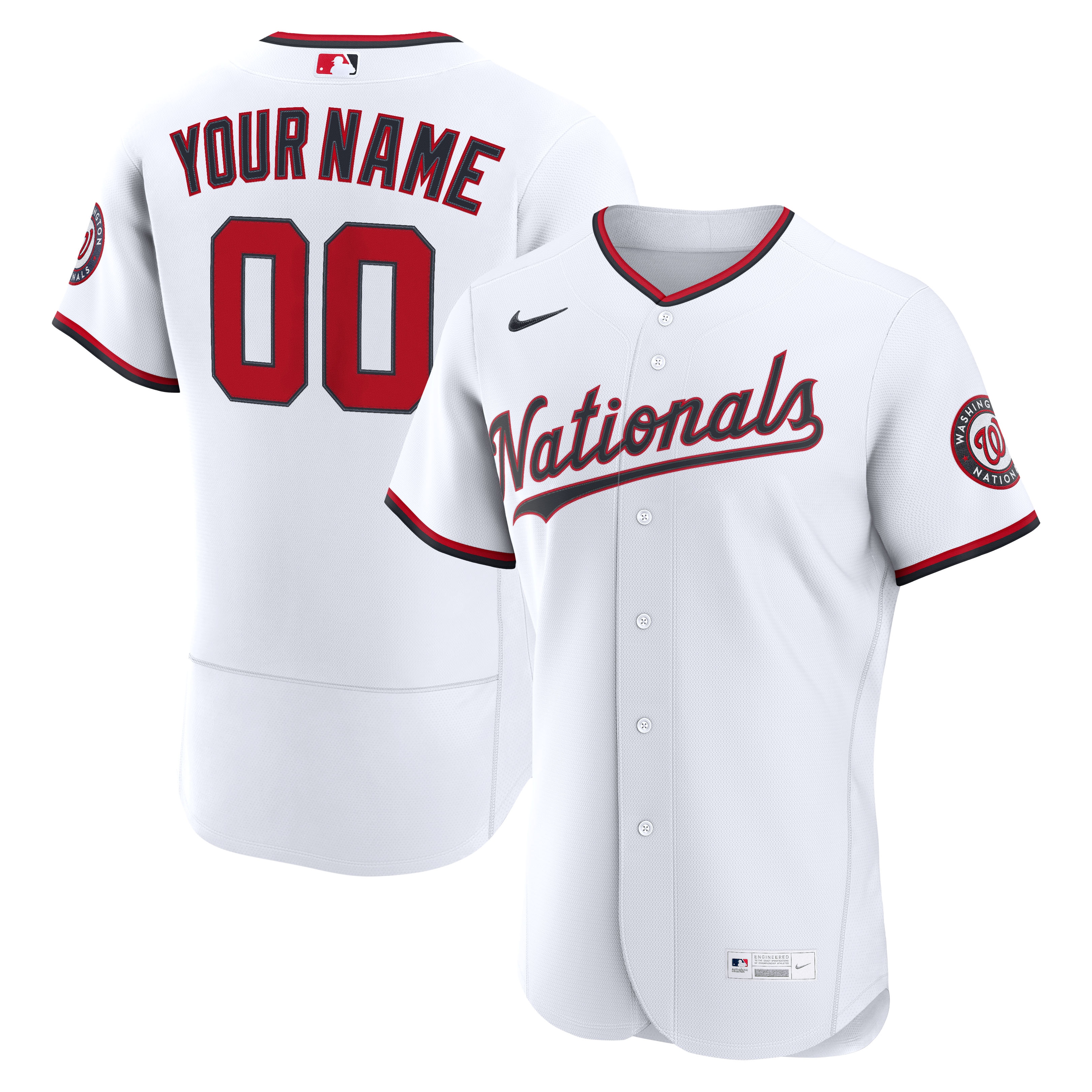  Washington Nationals Home Custom Jersey - White