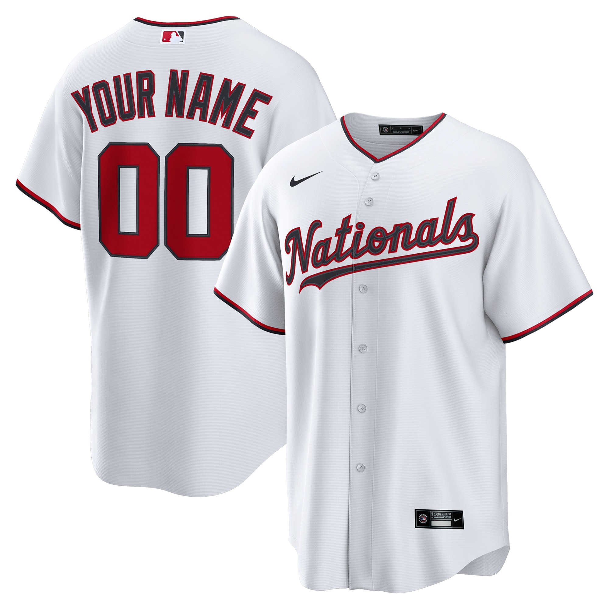  Washington Nationals Home Custom Jersey - White