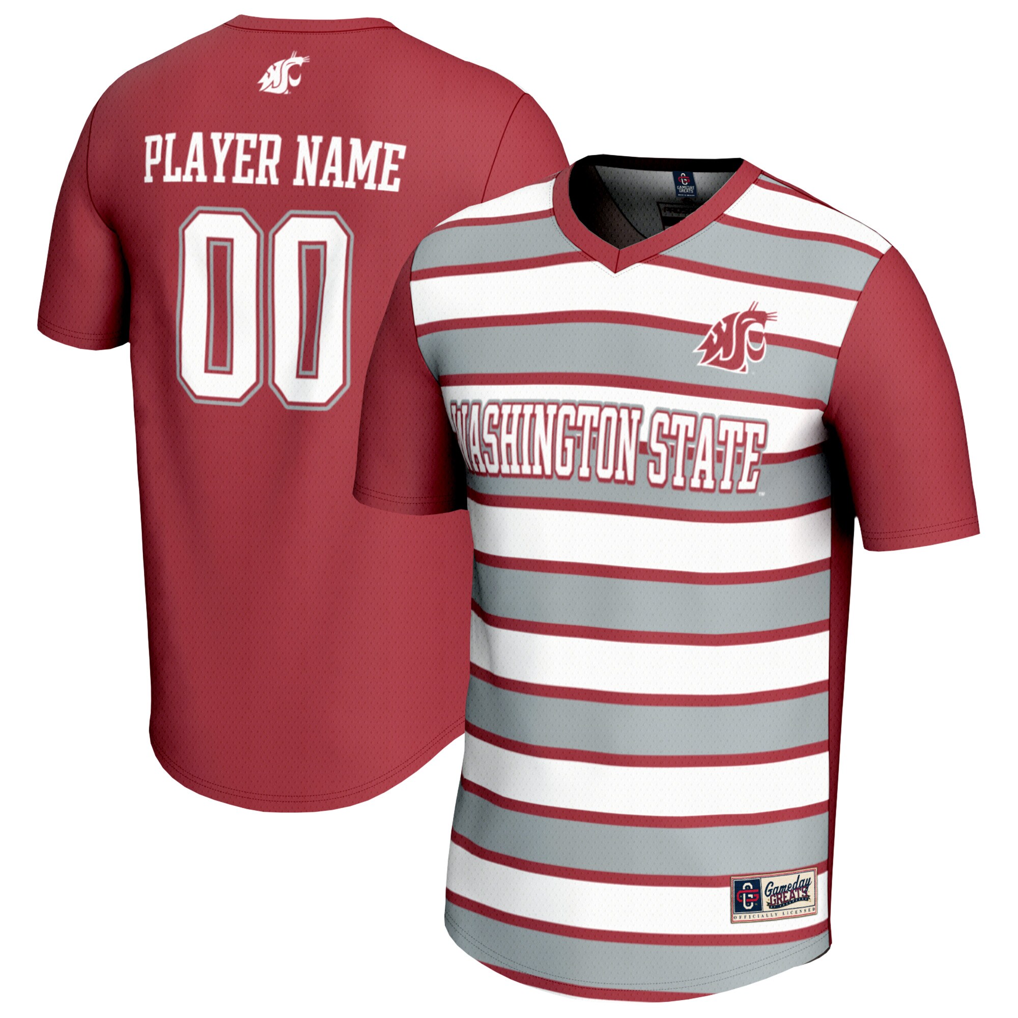  Washington State Cougars GameDay Greats Unisex NIL Pick-A-Player Collegiate Women's Soccer Lightweight Fashion Jersey - Crimson/Gray