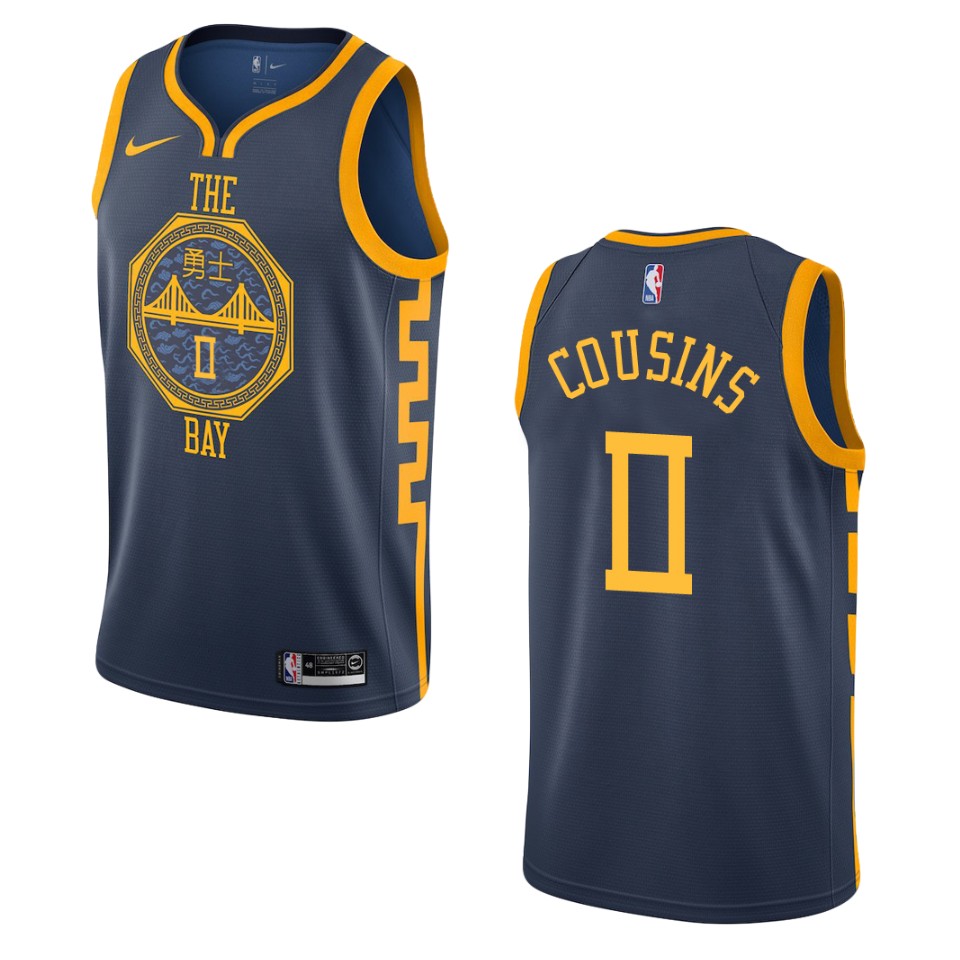 2019-20 Men Golden State Warriors #0 DeMarcus Cousins City Edition Swingman Jersey - Navy