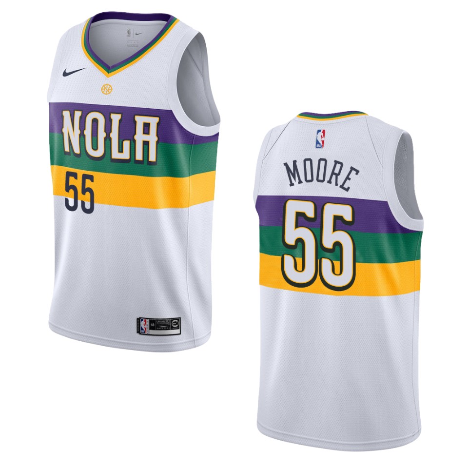 2019-20 Men New Orleans Pelicans #55 E'Twaun Moore City Edition Swingman Jersey - White