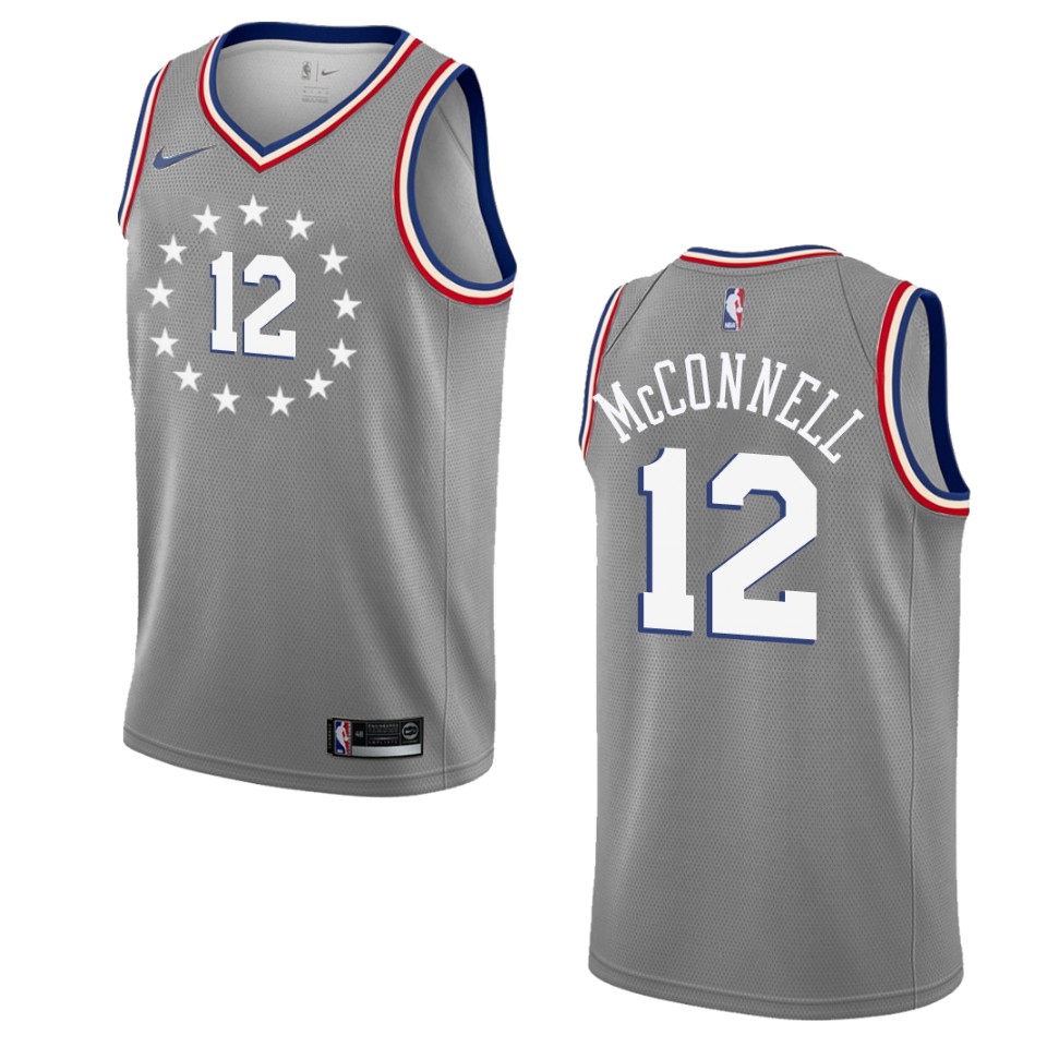 2019-20 Men Philadelphia 76ers #12 T.J. McConnell City Edition Swingman Jersey - Gray