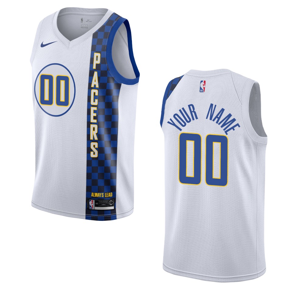 2019-20 Men's Indiana Pacers #00 Custom City Swingman Jersey - White