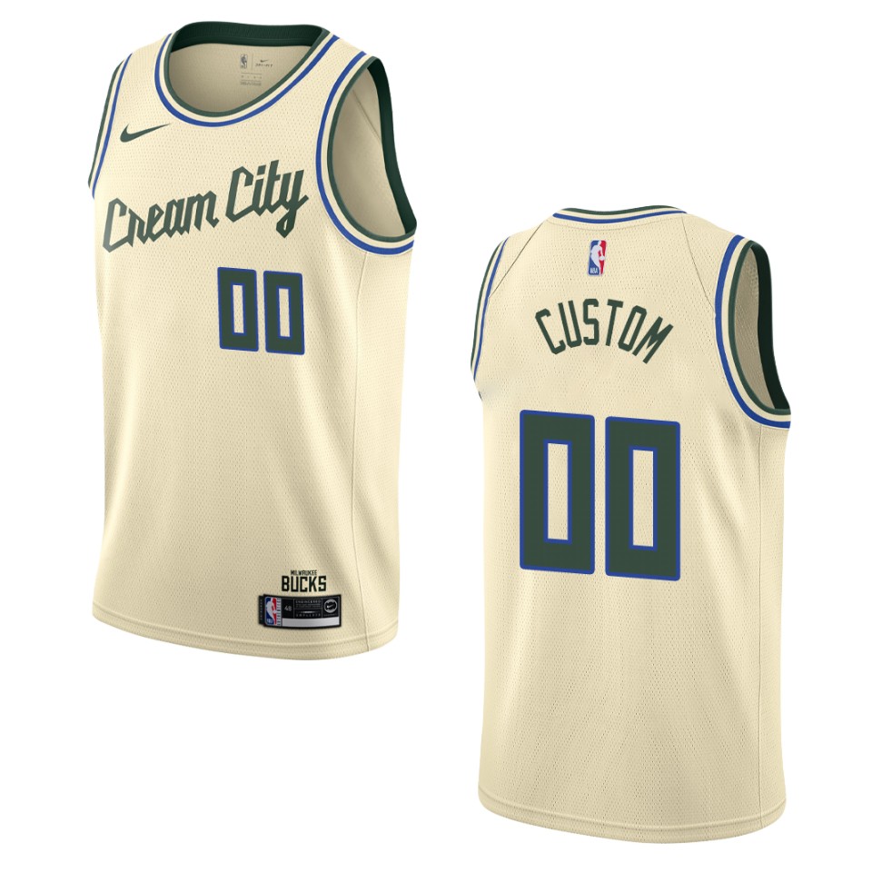 2019-20 Men's Milwaukee Bucks #00 Custom City Edition Swingman Jersey - Cream