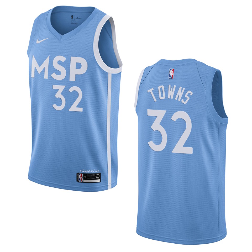2019-20 Men's Minnesota Timberwolves #32 Karl-Anthony Towns City Edition Swingman Jersey - Blue