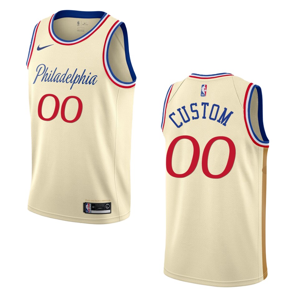 2019-20 Men's Philadelphia 76ers #00 Custom City Swingman Jersey - Cream