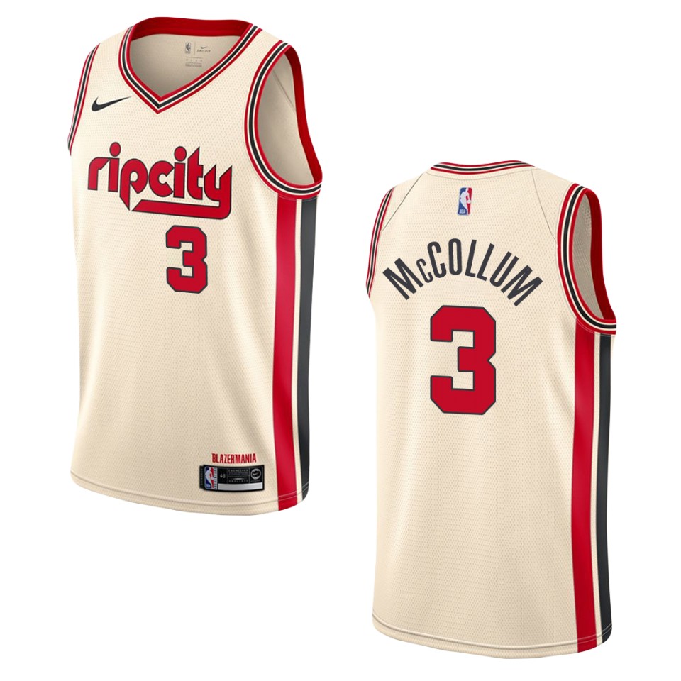 2019-20 Men's Portland Trail Blazers #3 C.J. McCollum City Swingman Jersey - Cream
