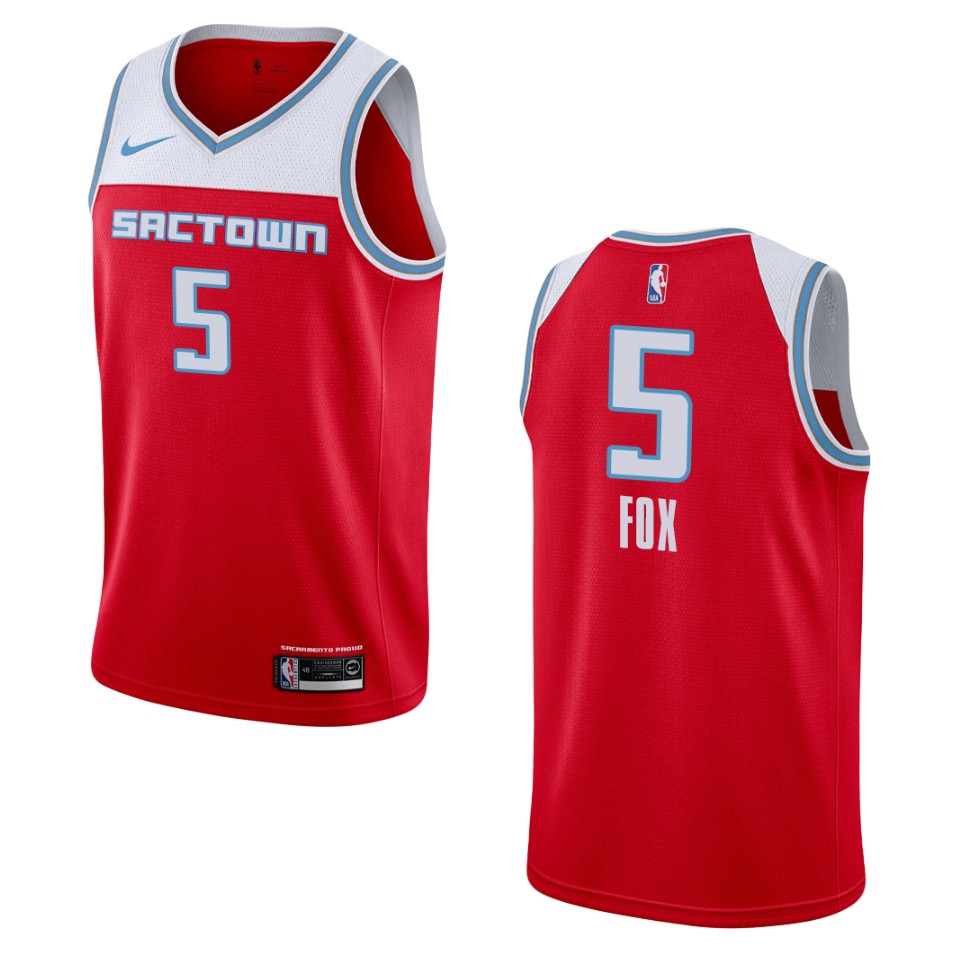 2019-20 Men's Sacramento Kings #5 De'Aaron Fox City Swingman Jersey - Red