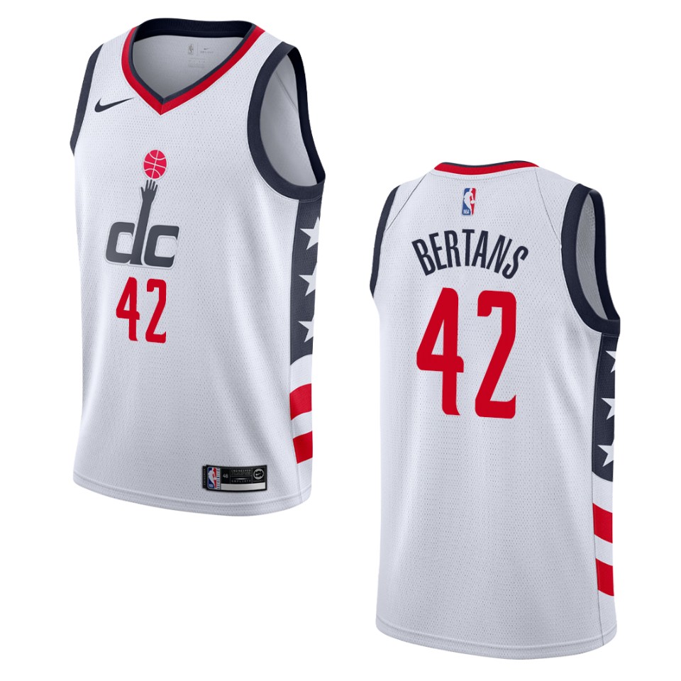 2019-20 Men's Washington Wizards #42 Davis Bertans City Swingman Jersey - White