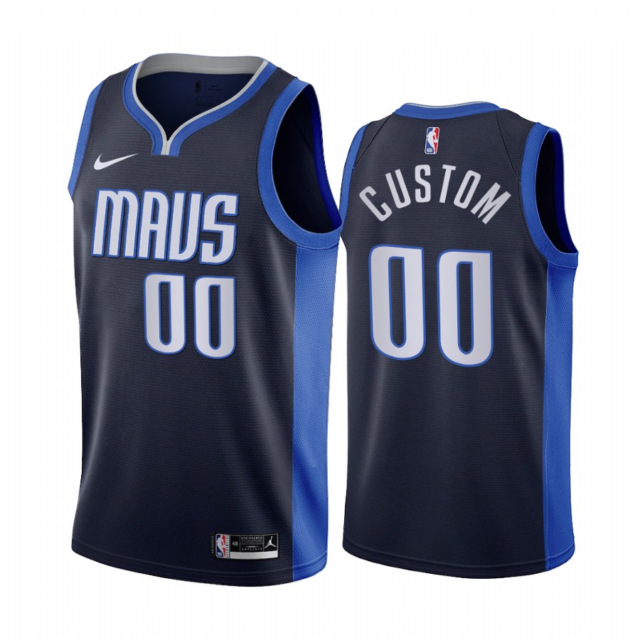 2020-21 Dallas Mavericks Custom Earned Edition Navy #00 Jersey